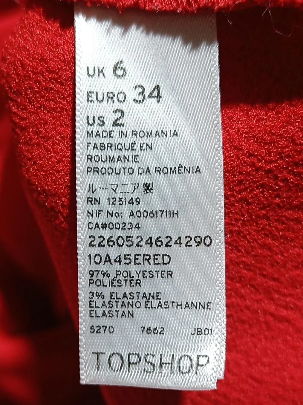 Topshop Skater Mini Dress UK6 in Red - Image 6