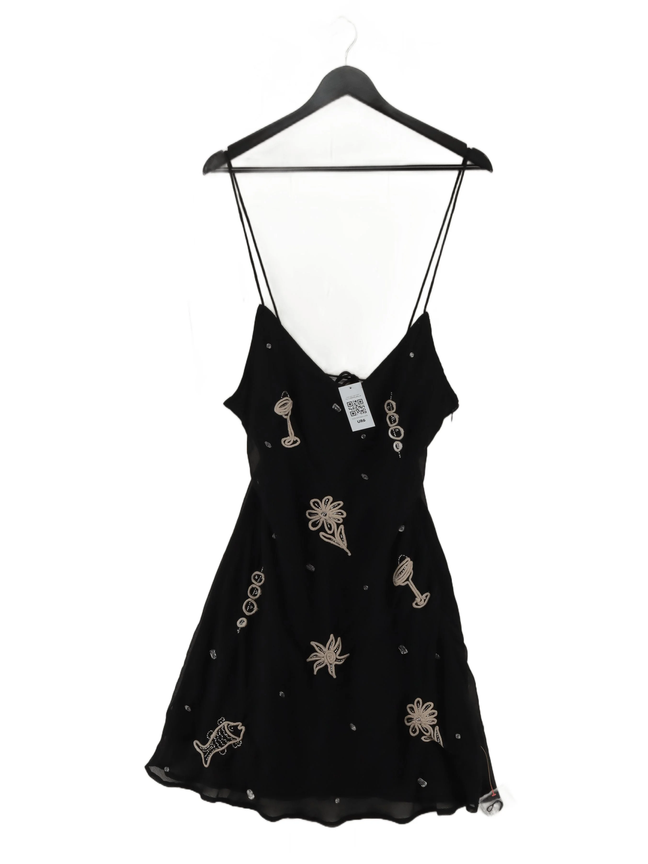 Topshop Slip Mini Dress UK16 in Black