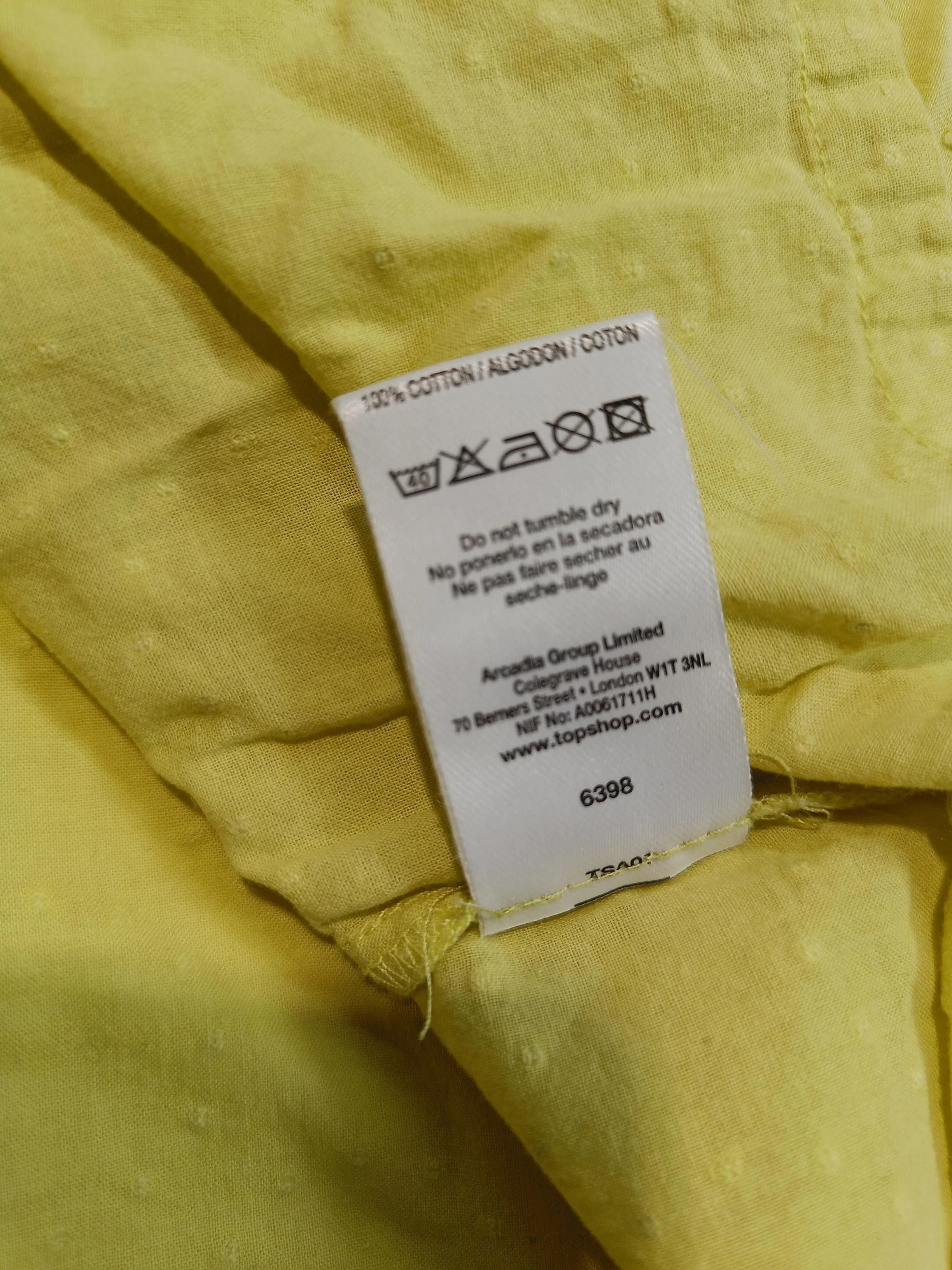 Topshop T-Shirt Mini Dress UK6 in Yellow - Image 6