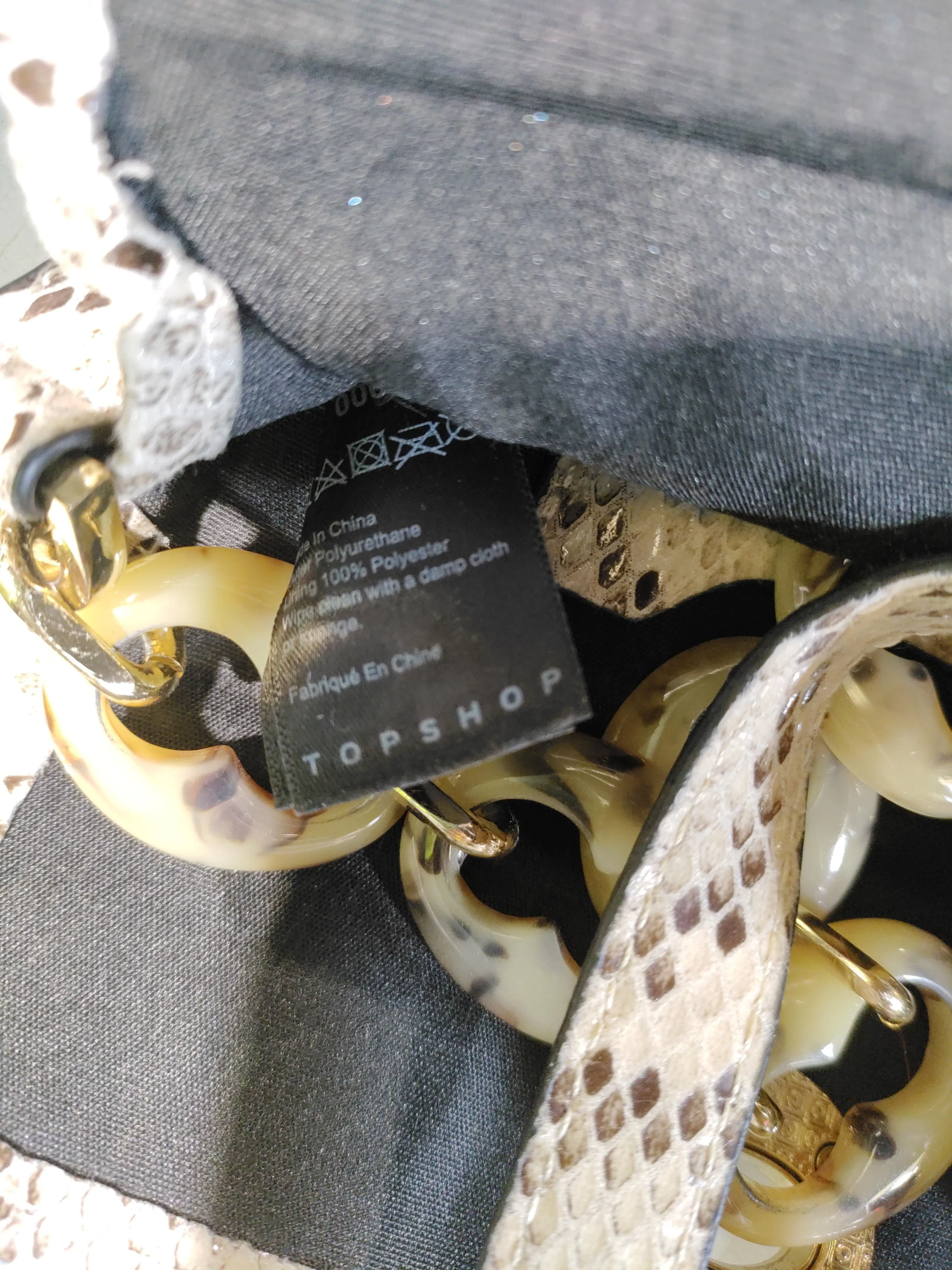 Topshop Women's Bag Cream Animal Print Faux Leather with Polyester Crossbody - Image 5