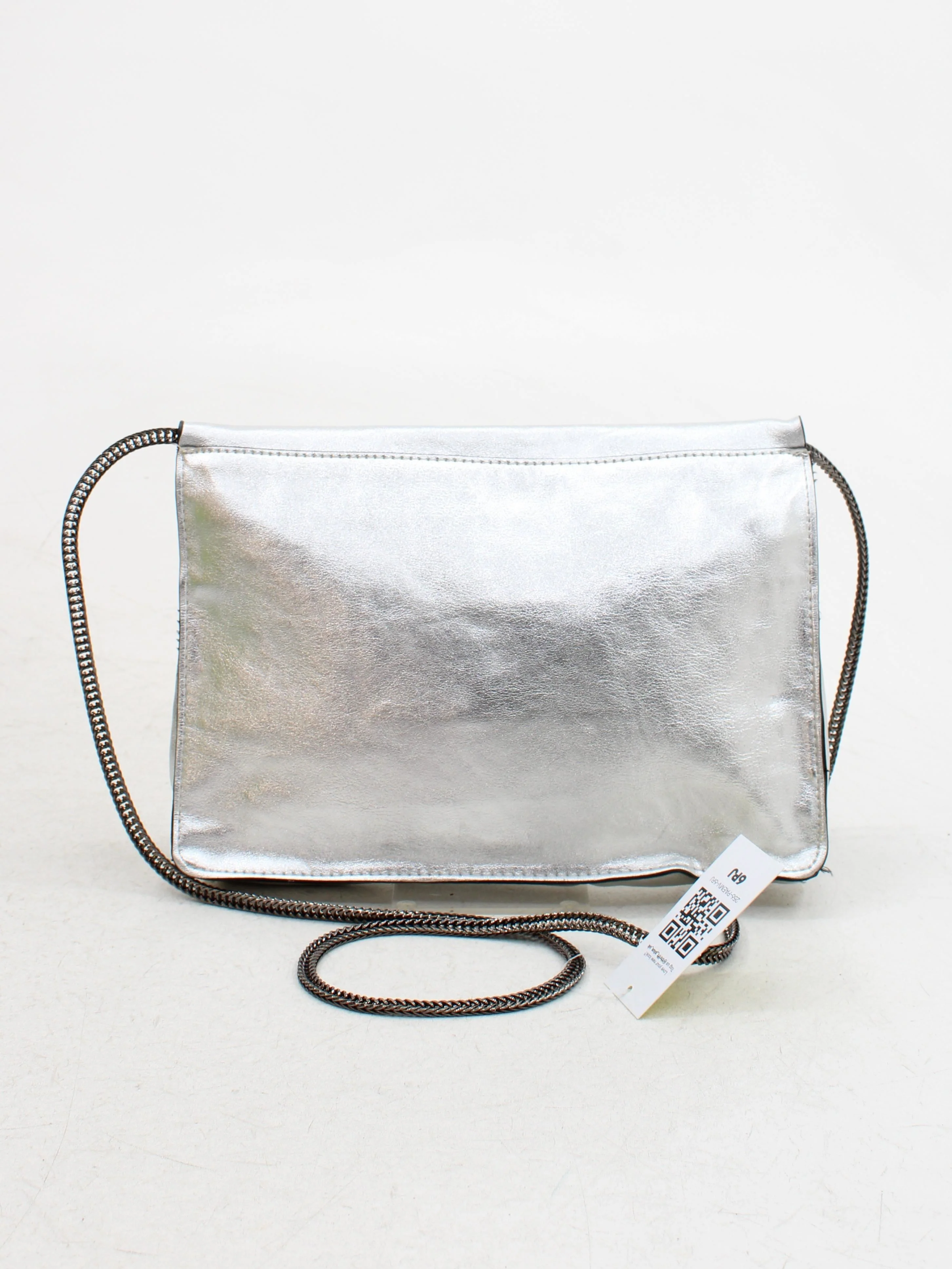 Topshop Women's Bag Silver Faux Leather with Polyester Clutch - Image 2