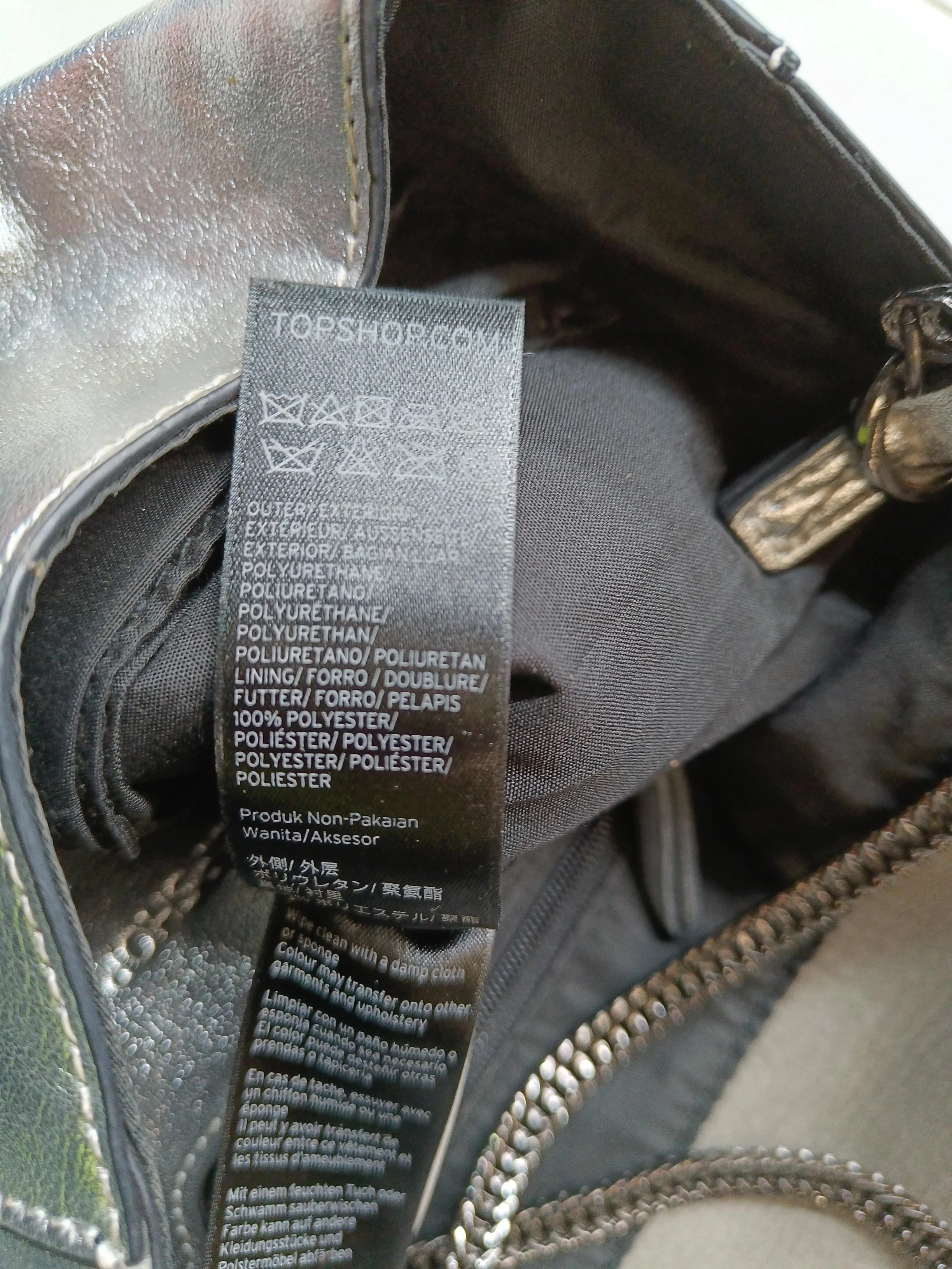 Topshop Women's Bag Silver Faux Leather with Polyester Clutch - Image 7