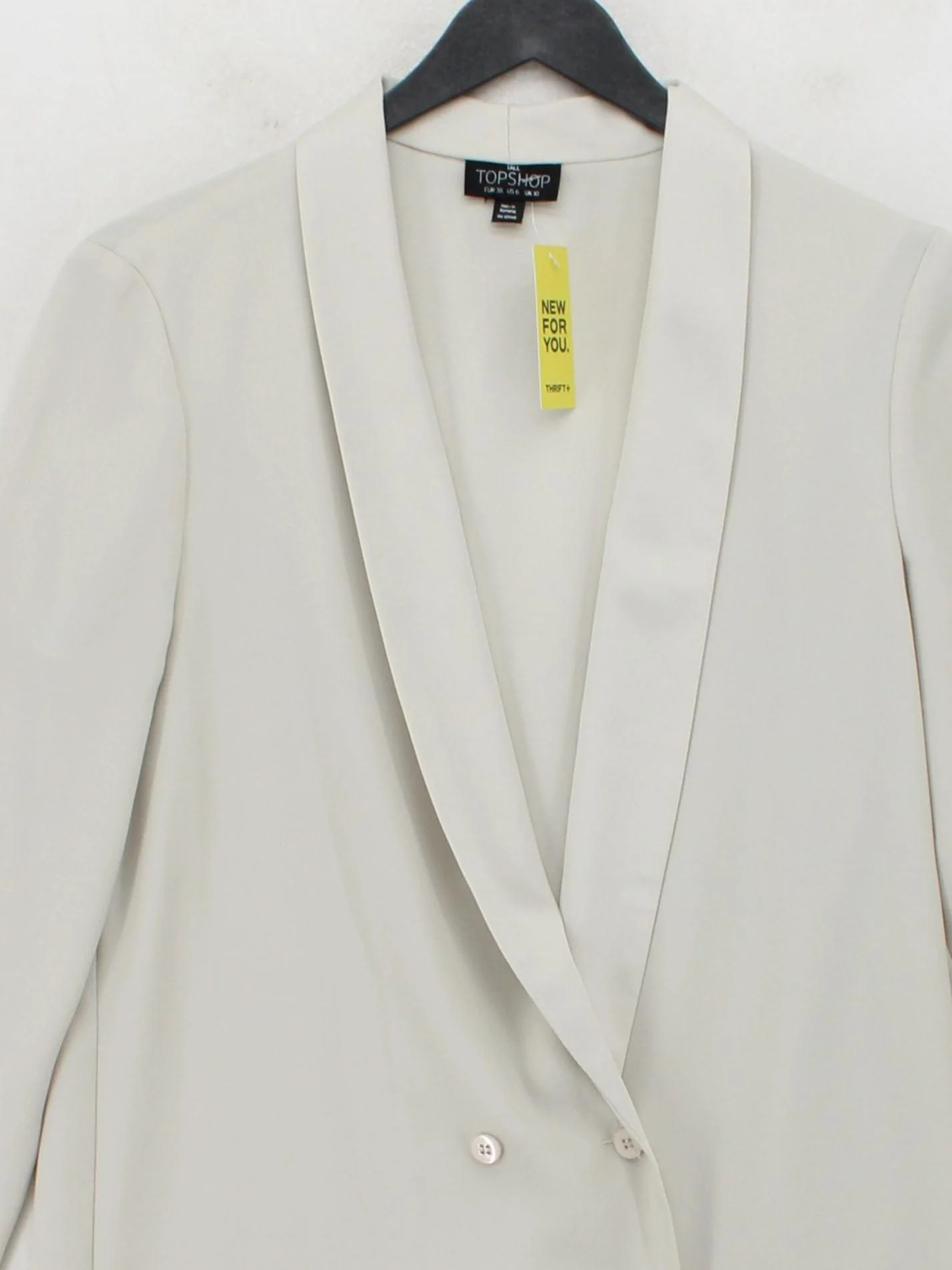Topshop Women's Blazer UK 10 Cream 100% Polyester Overcoat - Image 3