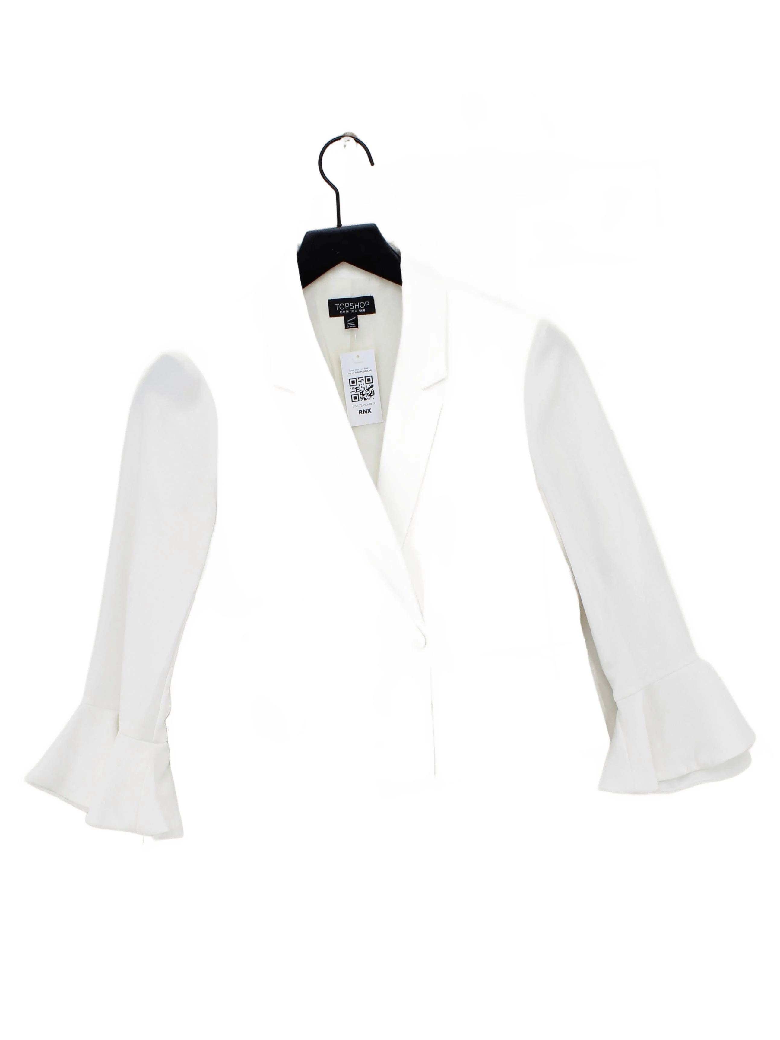 Topshop Women's Blazer UK 8 White 100% Polyester Overcoat