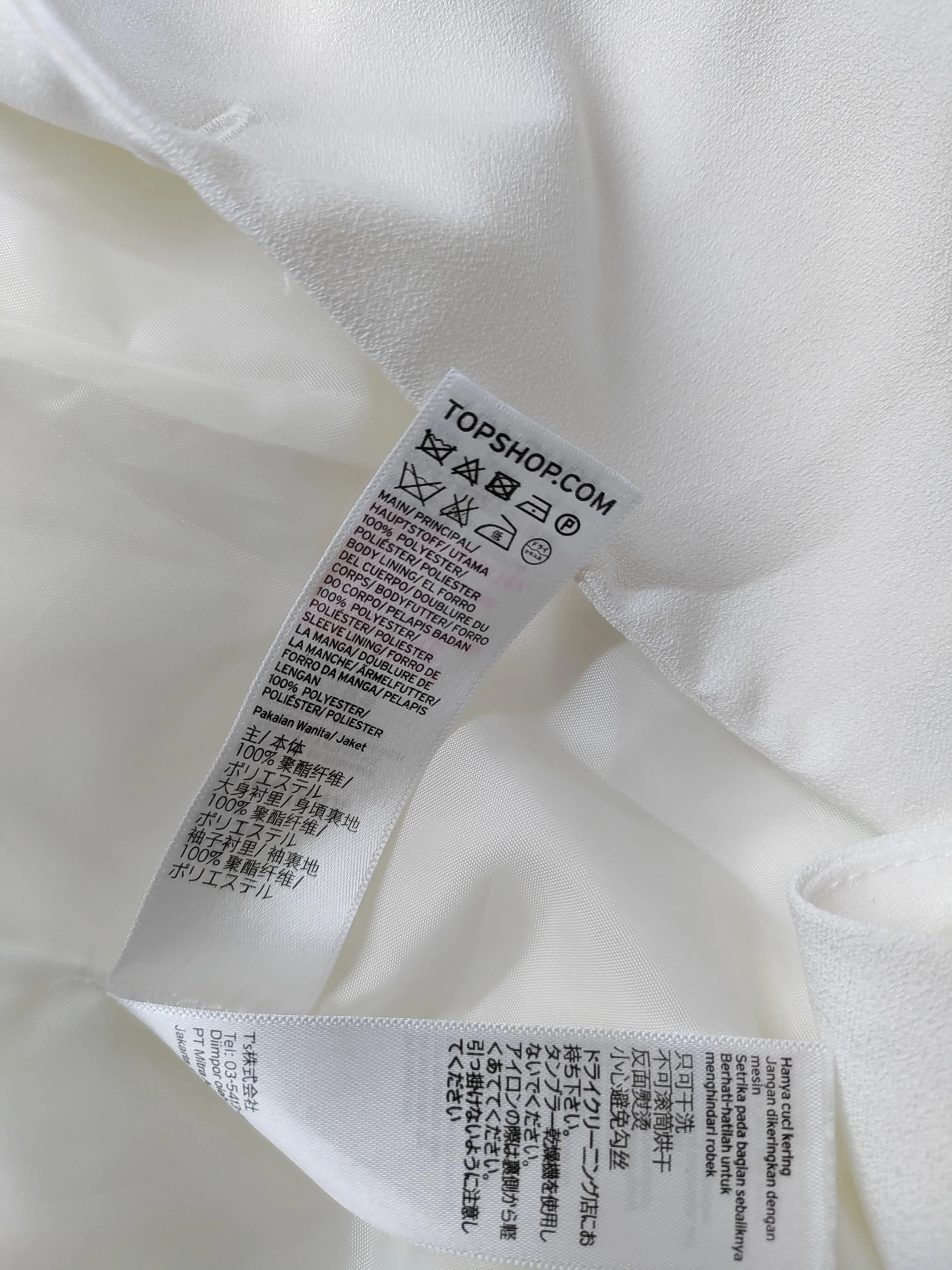 Topshop Women's Blazer UK 8 White 100% Polyester Overcoat - Image 6