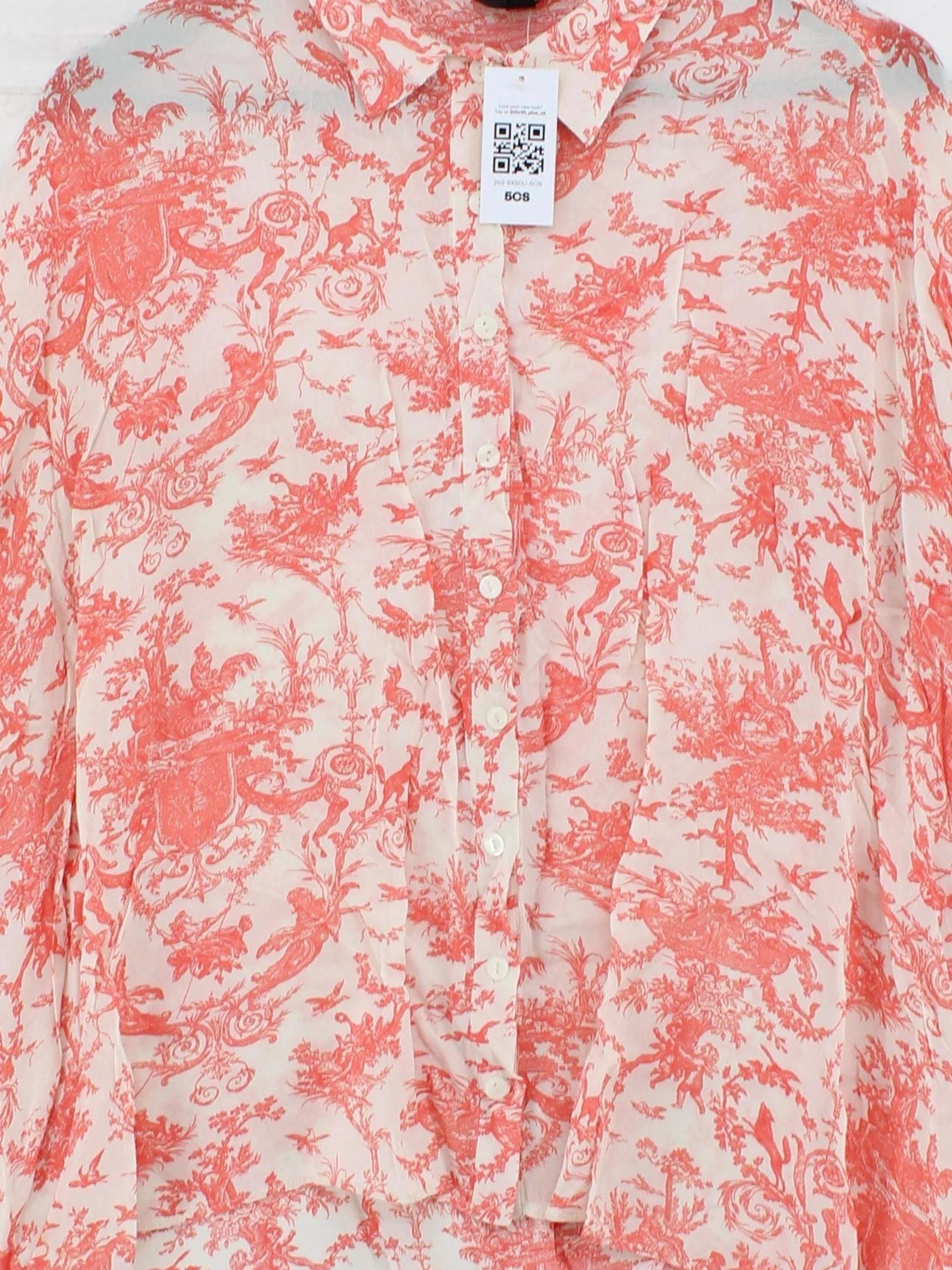 Topshop Women's Blouse M Multi 100% Other Long Sleeve Collared Basic - Image 3