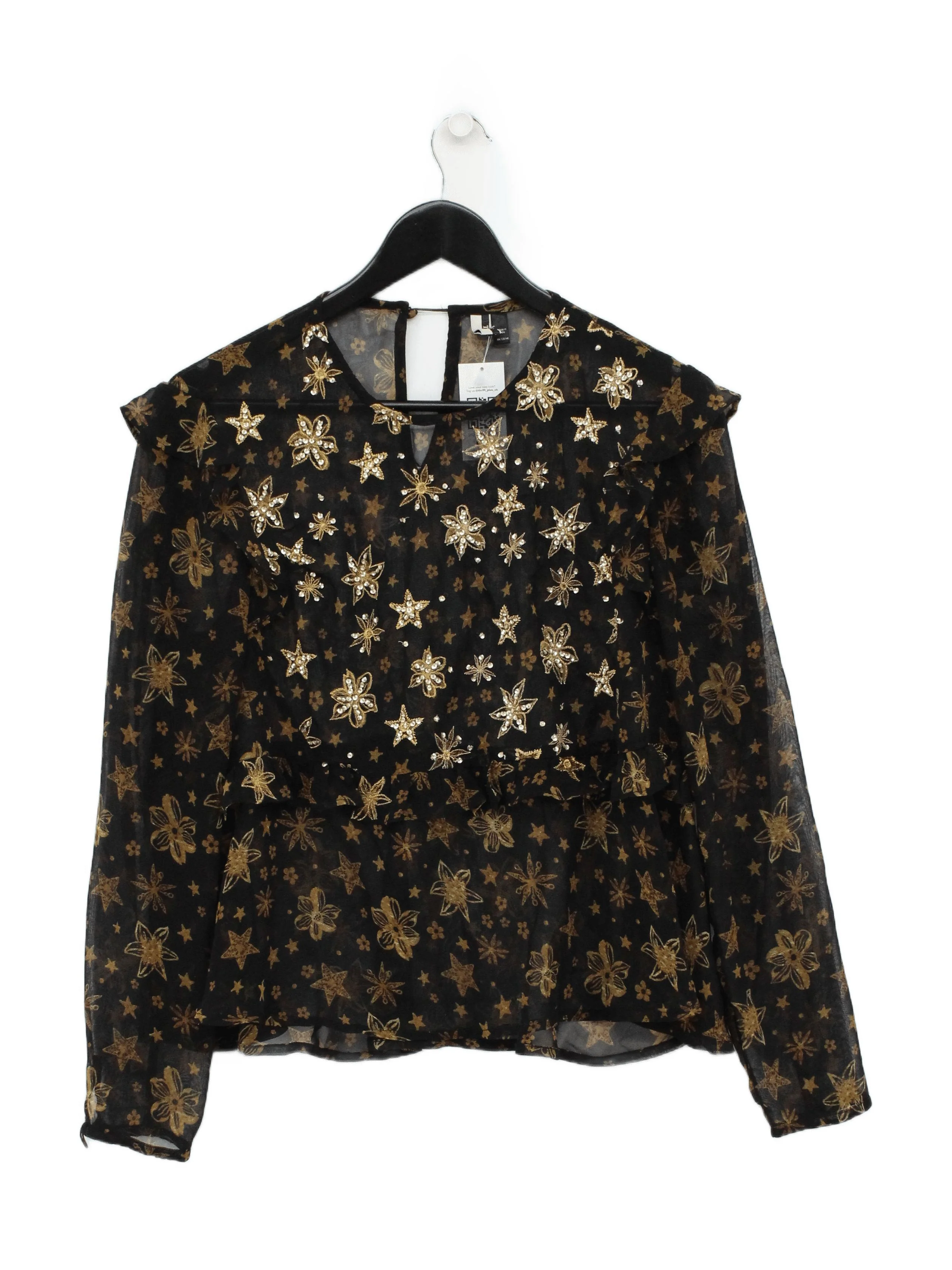 Topshop Women's Blouse S Black Polyester with Other Basic