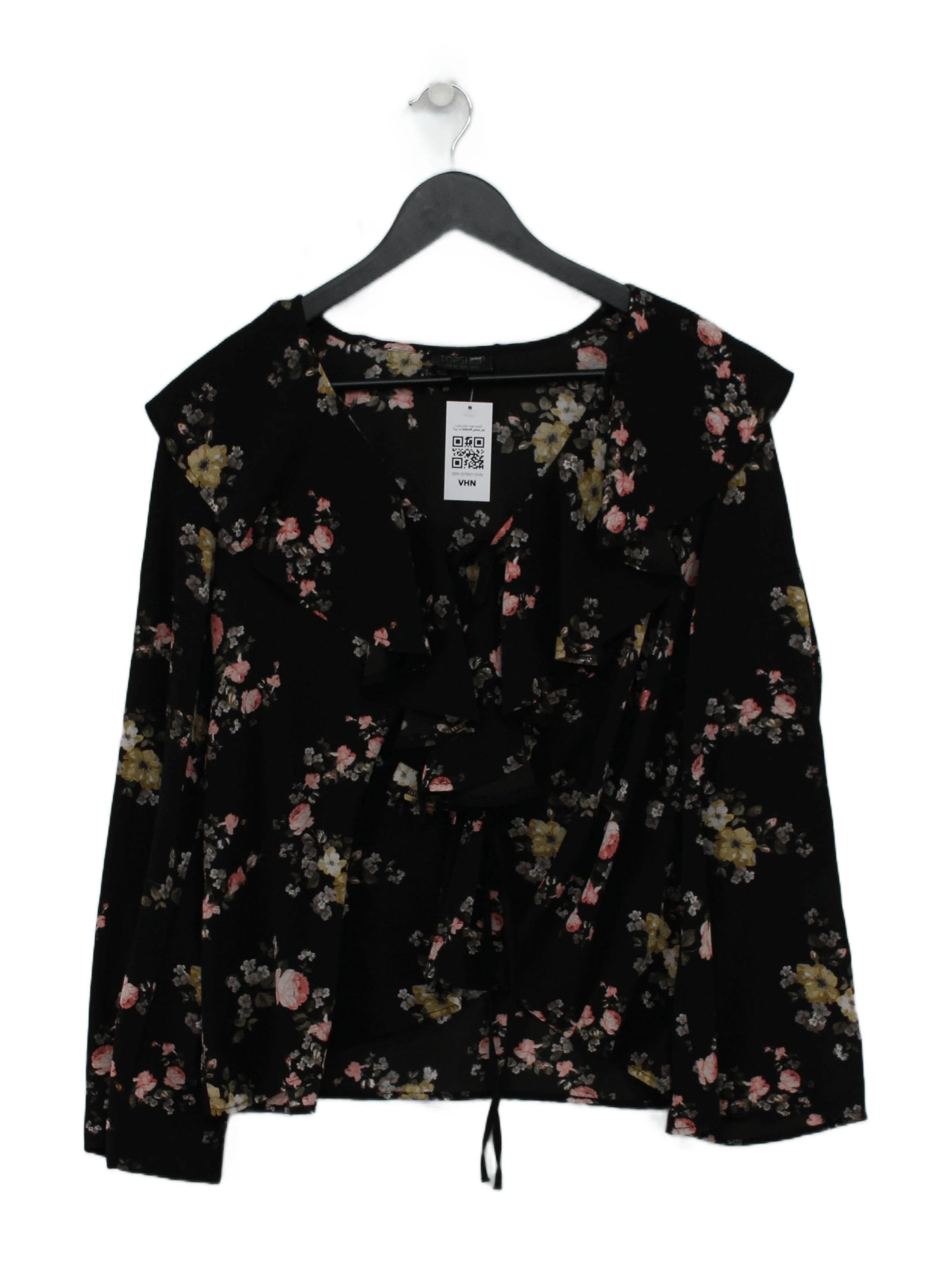 Topshop Women's Blouse UK 12 Black Polyester with Elastane Basic