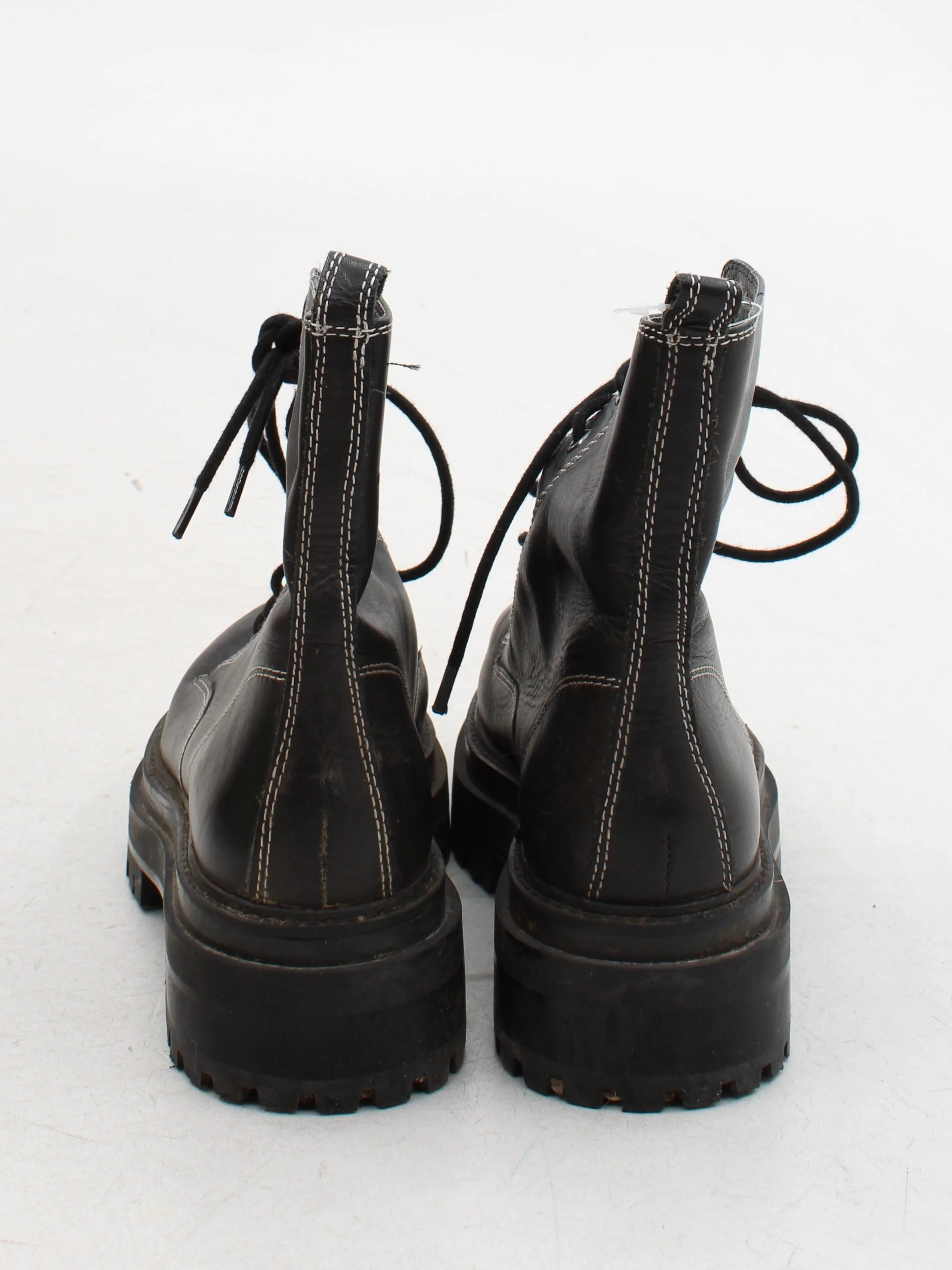 Topshop Women's Boots UK 6 Black 100% Leather Combat - Image 3