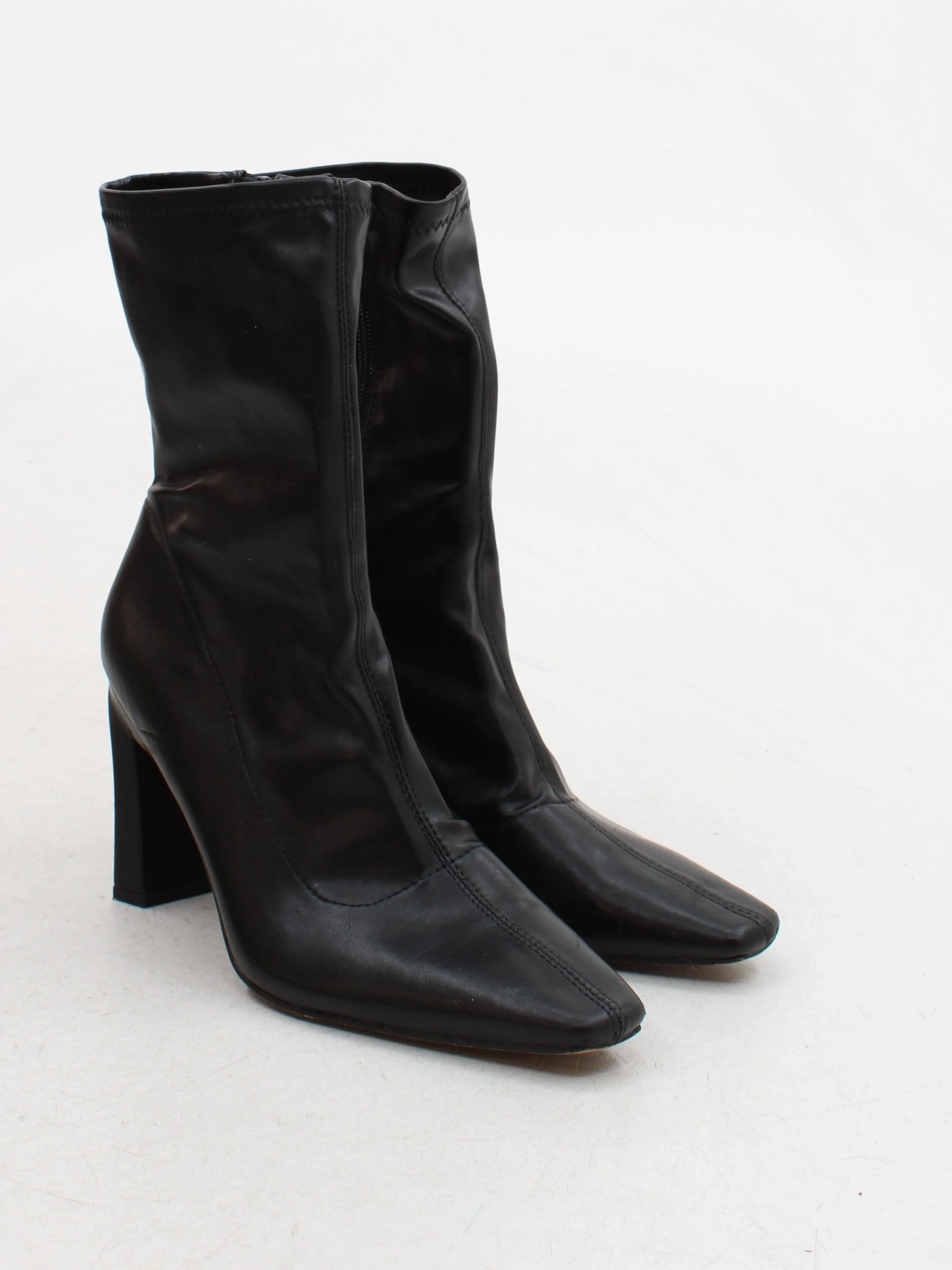 Topshop Women's Boots UK 7 Black 100% Faux Leather Platform - Image 4