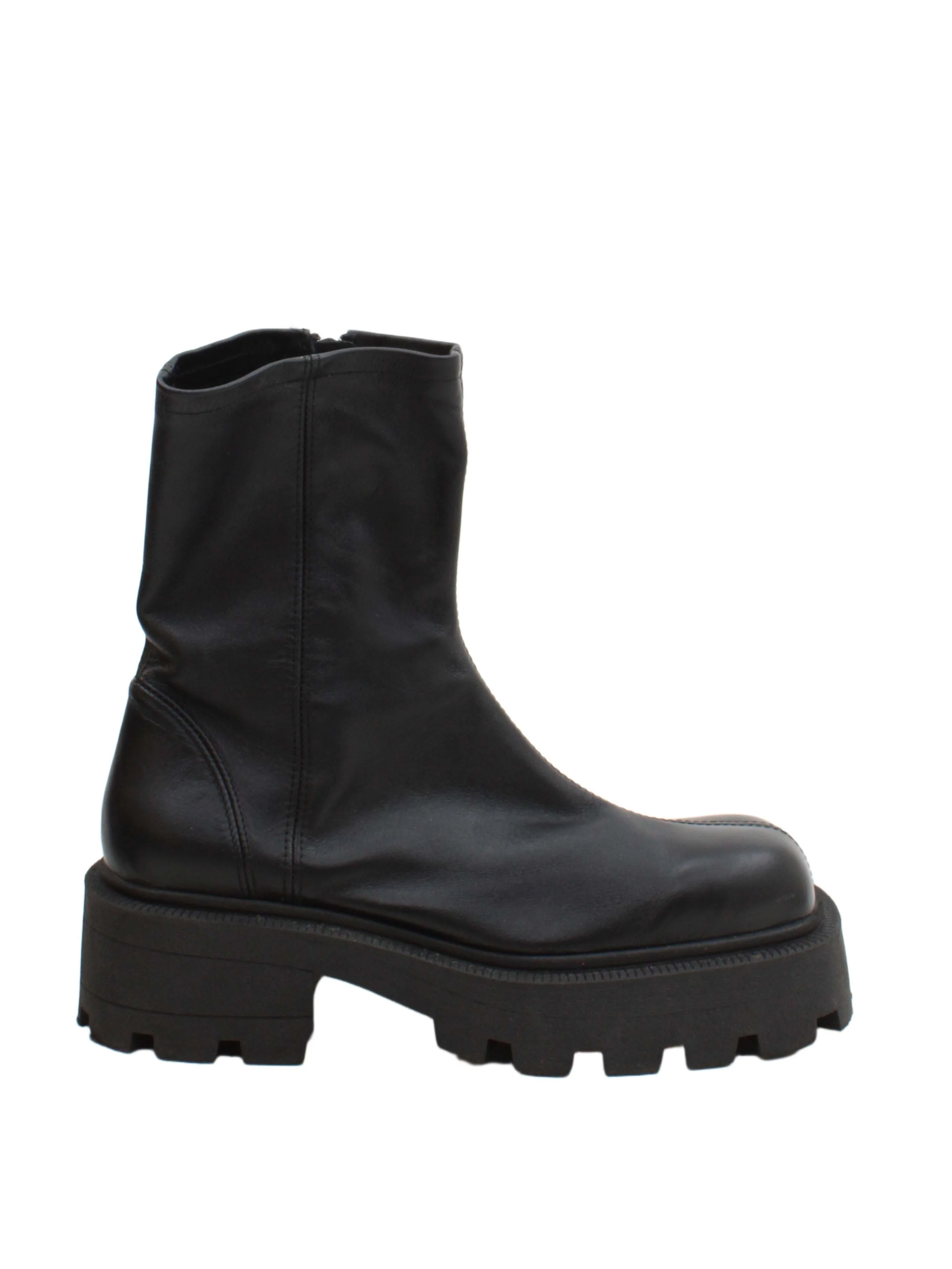Topshop Women's Boots UK 7 Black 100% Leather Platform