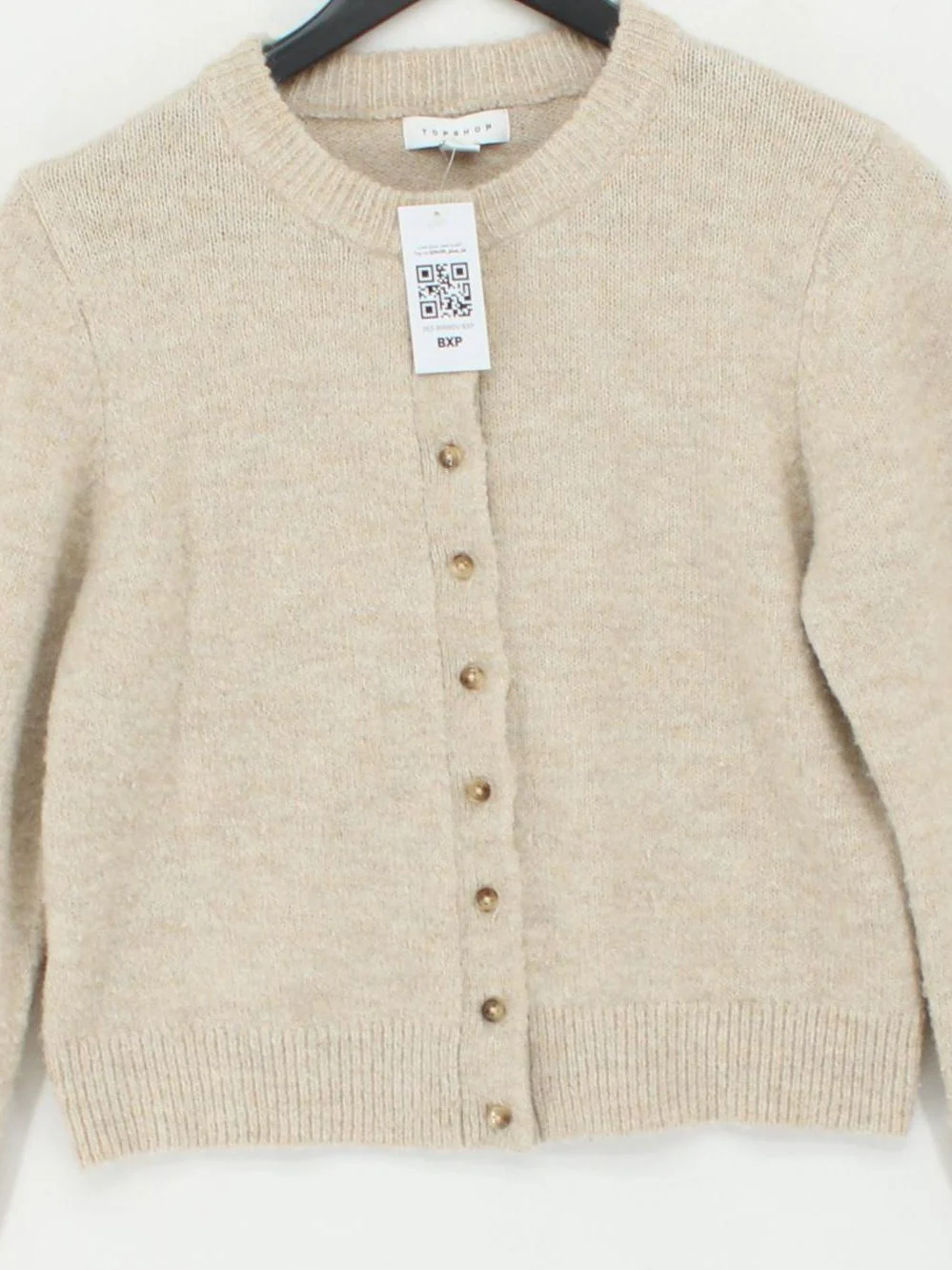 Topshop Women's Cardigan M Cream Polyester with Nylon, Wool, Elastane Cardigan - Image 3