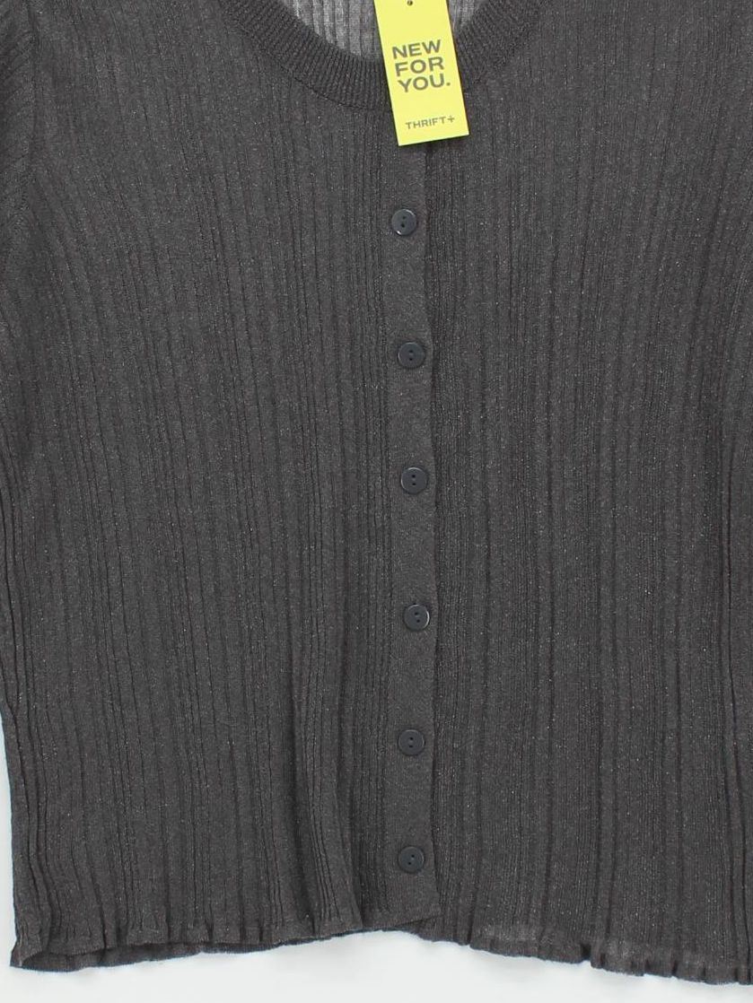 Topshop Women's Cardigan M Grey Viscose with Polyester Round Neck Cardigan - Image 3