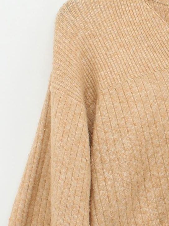 Topshop Women's Cardigan S Tan Polyester with Acrylic, Nylon V-Neck Cardigan - Image 4