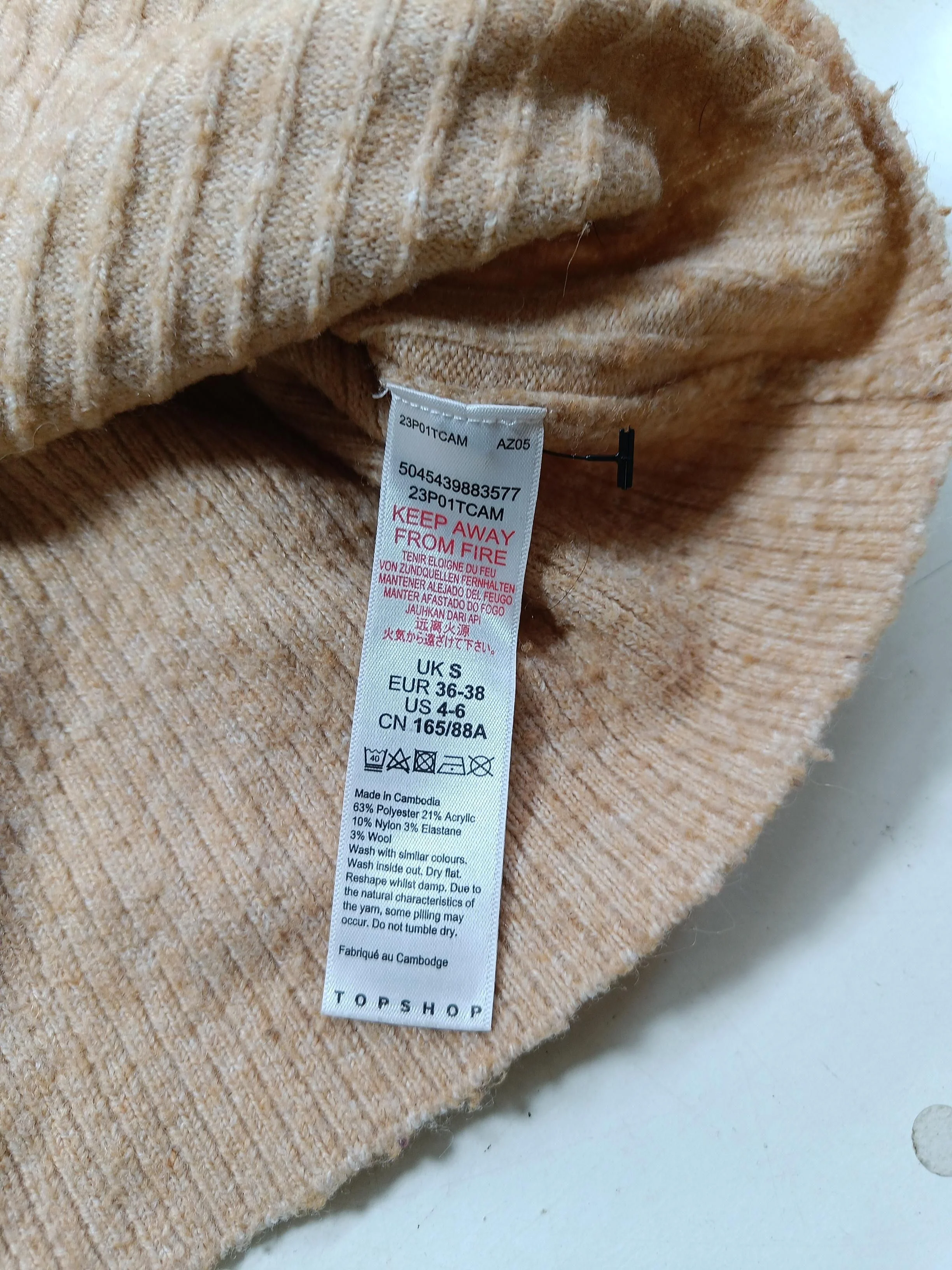 Topshop Women's Cardigan S Tan Polyester with Acrylic, Nylon V-Neck Cardigan - Image 6
