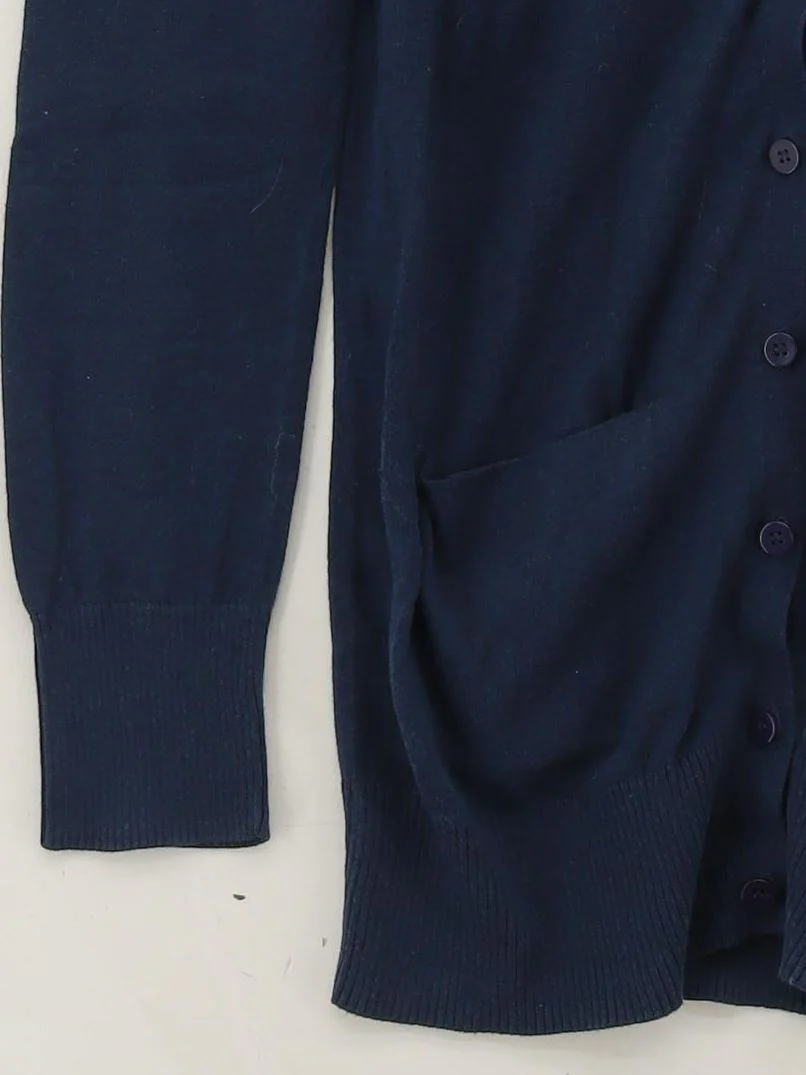 Topshop Women's Cardigan UK 10 Blue Cotton with Nylon, Elastane V-Neck Cardigan - Image 4