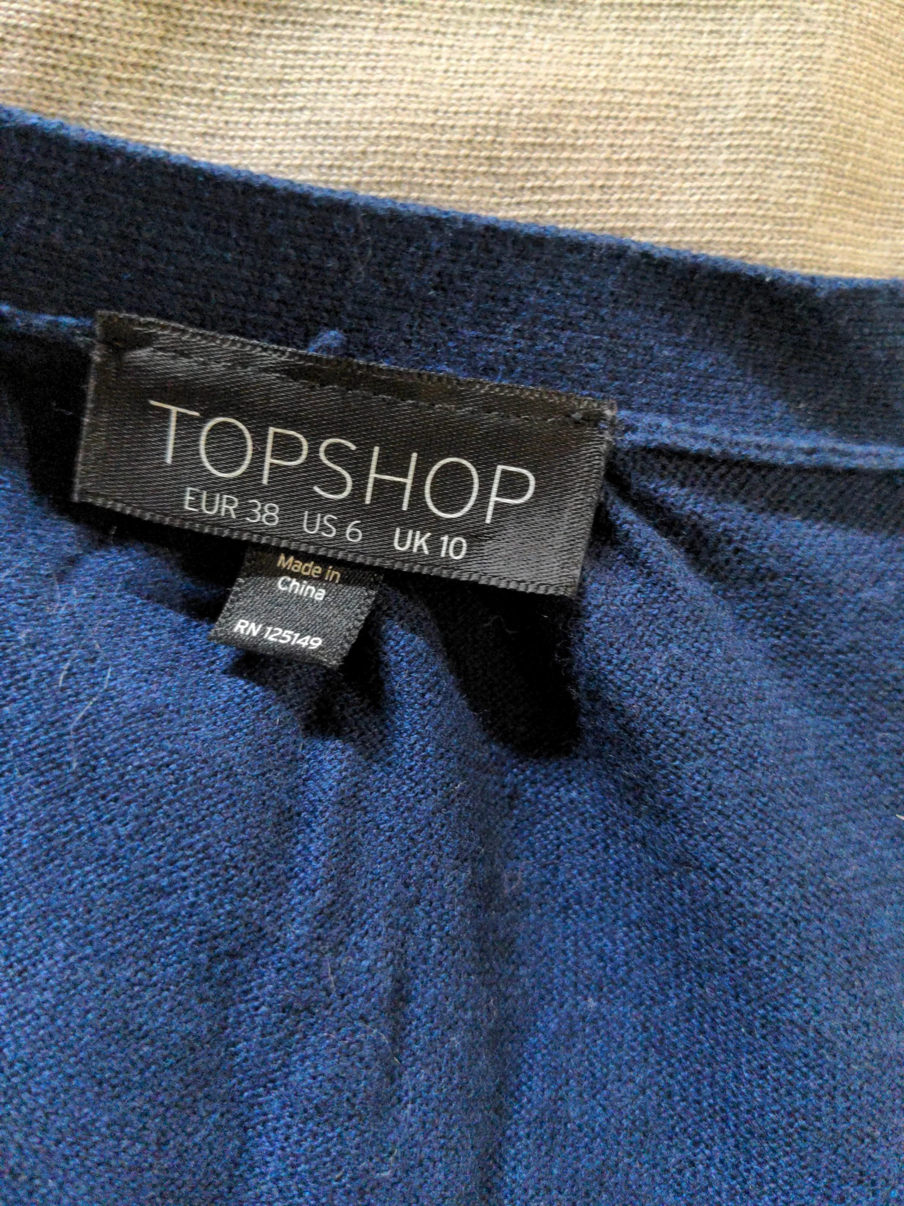 Topshop Women's Cardigan UK 10 Blue Cotton with Nylon, Elastane V-Neck Cardigan - Image 5