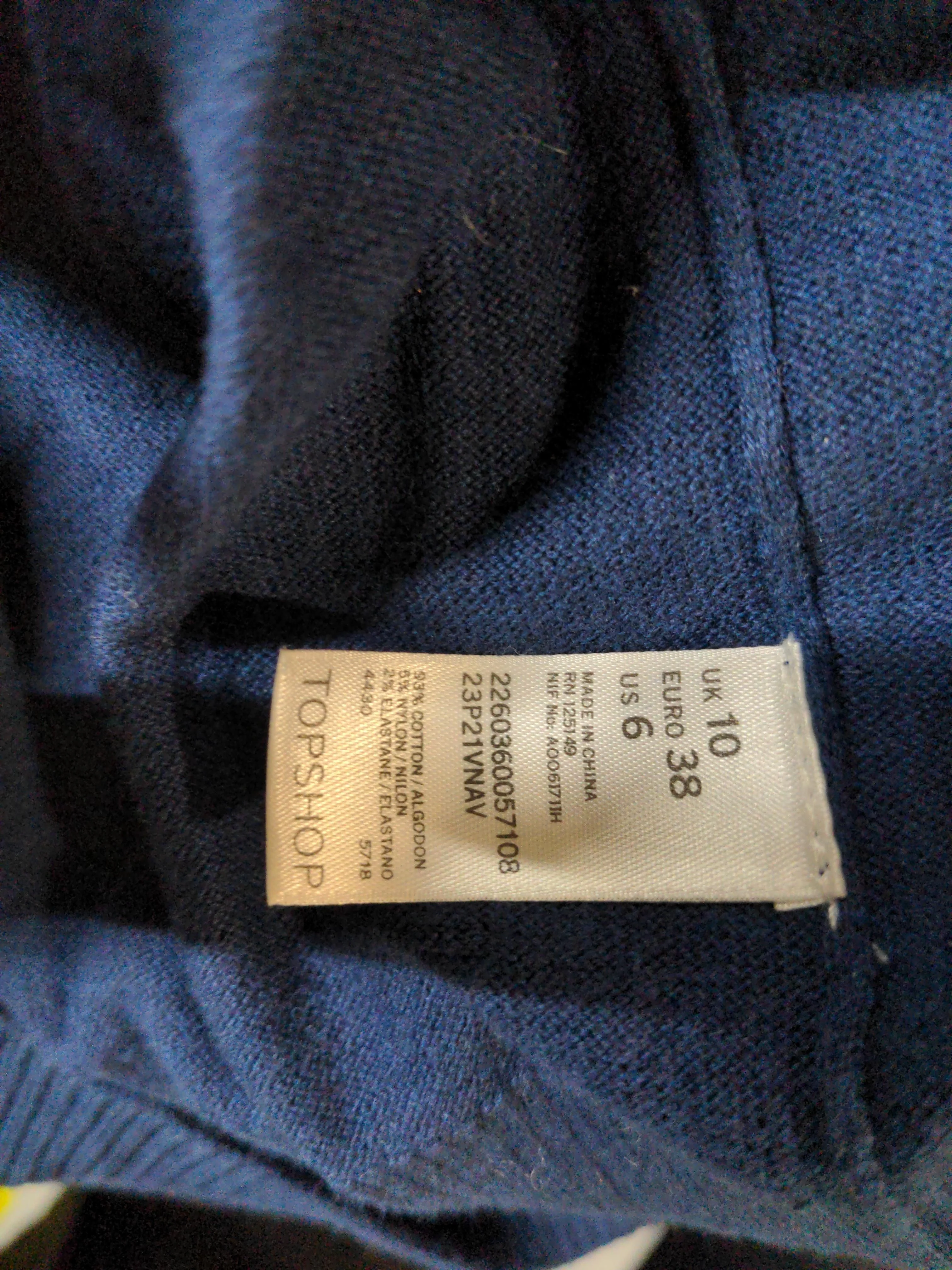 Topshop Women's Cardigan UK 10 Blue Cotton with Nylon, Elastane V-Neck Cardigan - Image 6