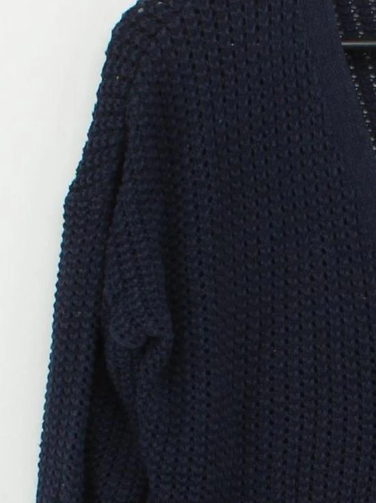 Topshop Women's Cardigan UK 12 Blue Cotton with Acrylic V-Neck Cardigan - Image 4