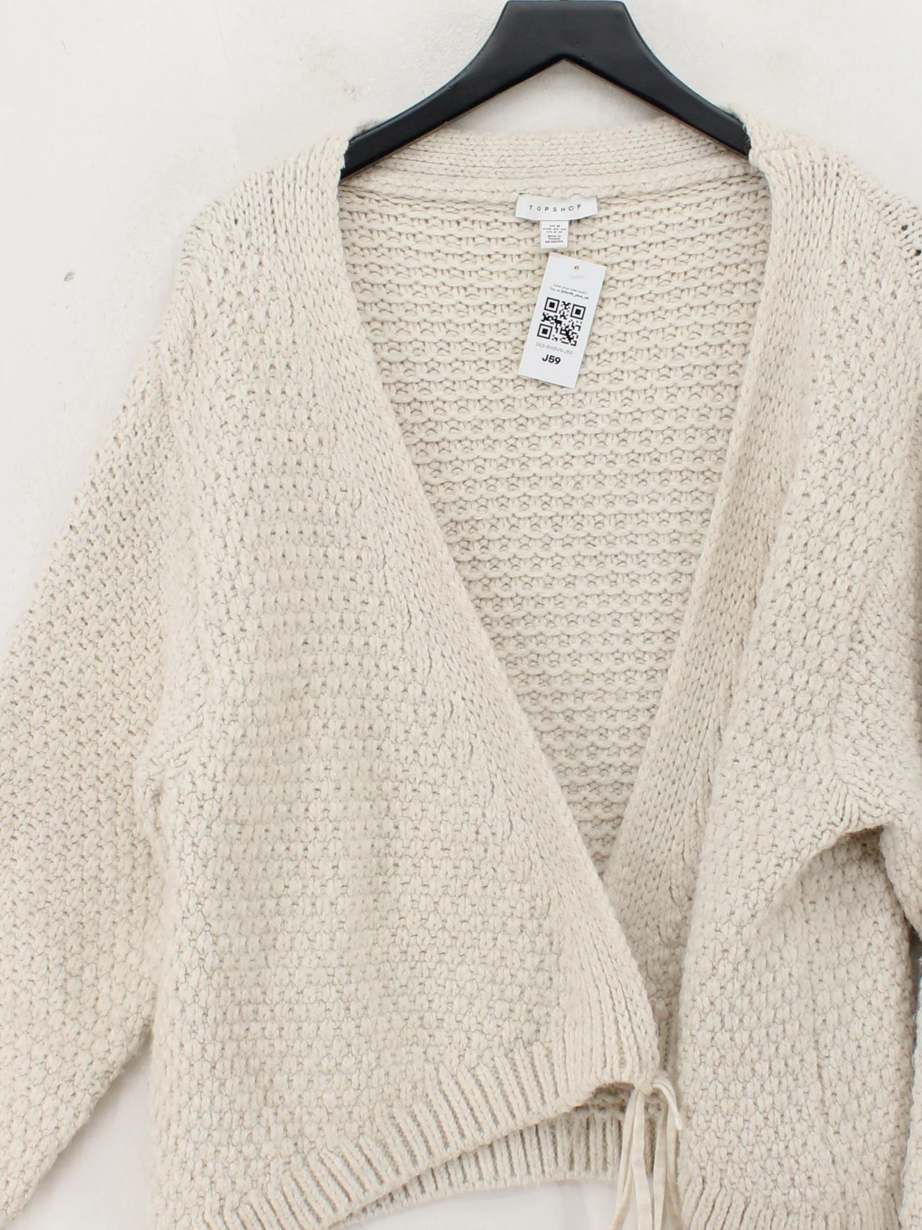 Topshop Women's Cardigan UK 12 Cream Acrylic with Polyamide, Polyester Cardigan - Image 3