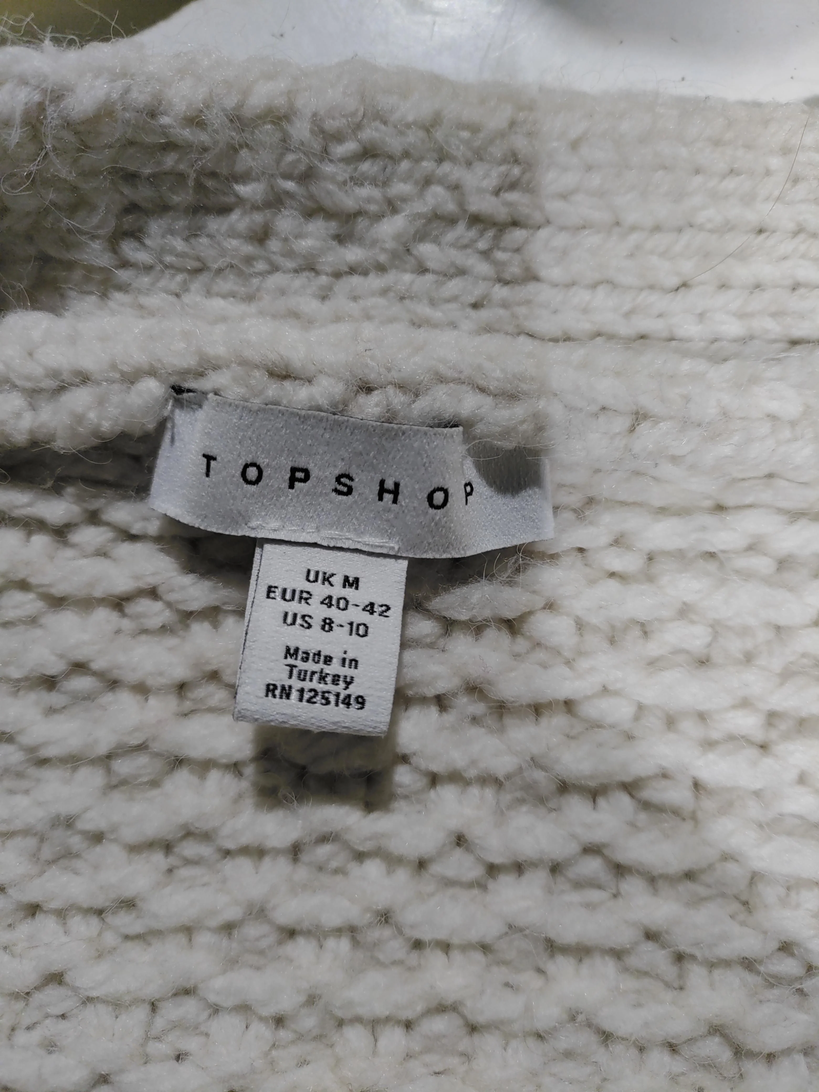 Topshop Women's Cardigan UK 12 Cream Acrylic with Polyamide, Polyester Cardigan - Image 5