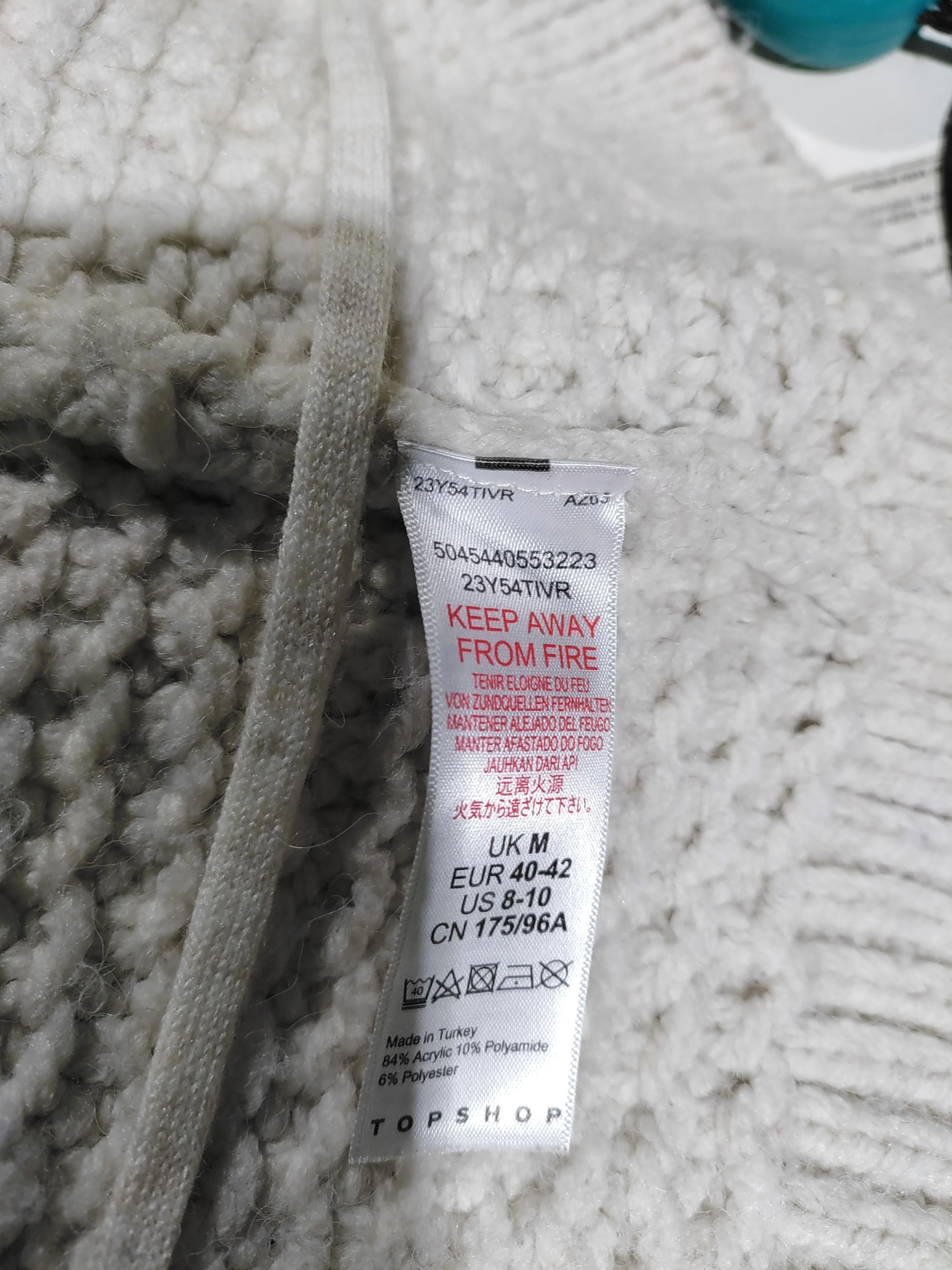 Topshop Women's Cardigan UK 12 Cream Acrylic with Polyamide, Polyester Cardigan - Image 6