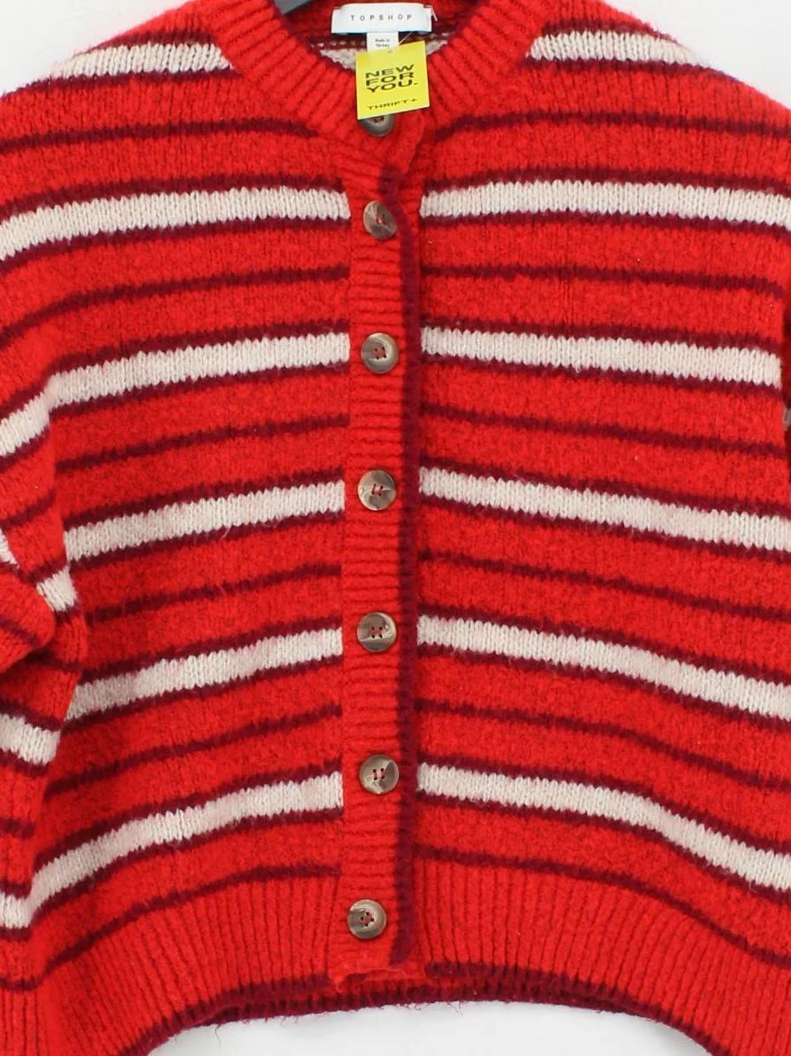 Topshop Women's Cardigan UK 8 Red Acrylic with Polyester Cardigan - Image 3