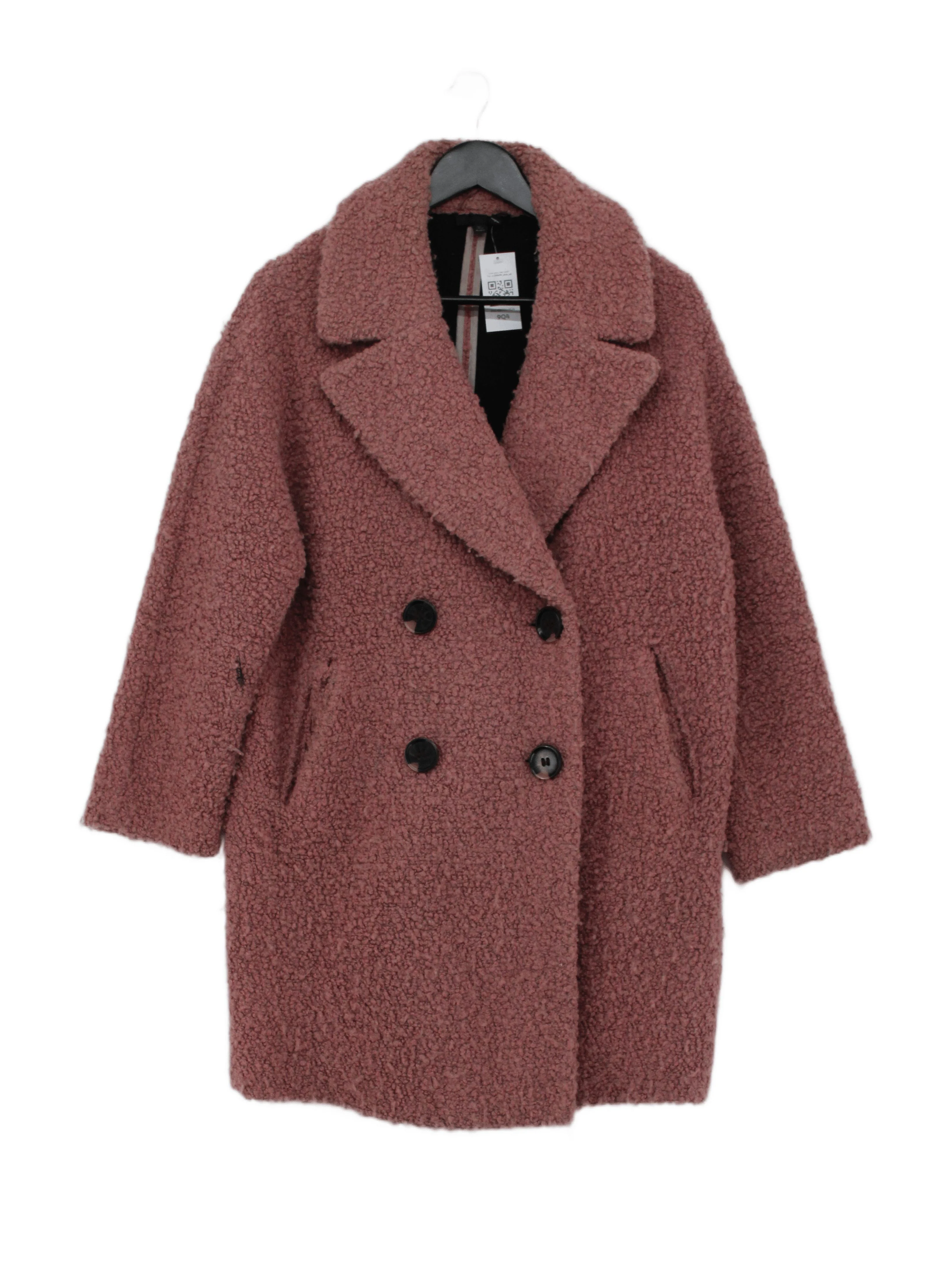 Topshop Women's Coat S Pink Wool with Polyester, Acrylic Overcoat