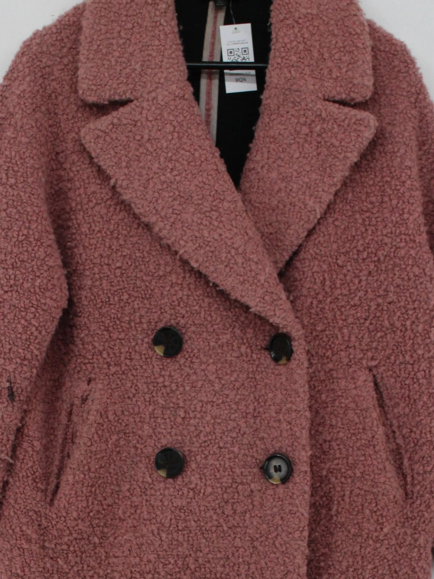 Topshop Women's Coat S Pink Wool with Polyester, Acrylic Overcoat - Image 3