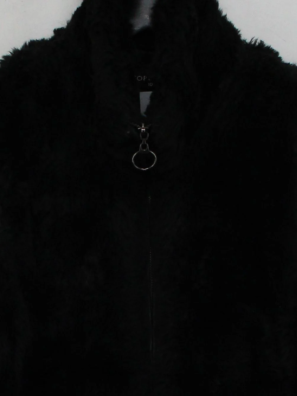 Topshop Women's Coat UK 10 Black Faux Fur with Polyester Overcoat - Image 3