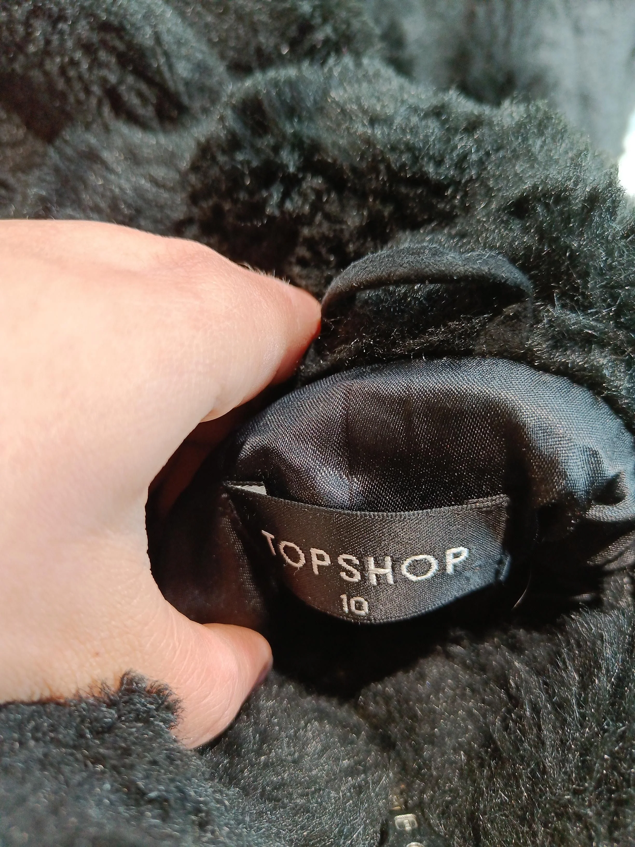 Topshop Women's Coat UK 10 Black Faux Fur with Polyester Overcoat - Image 5