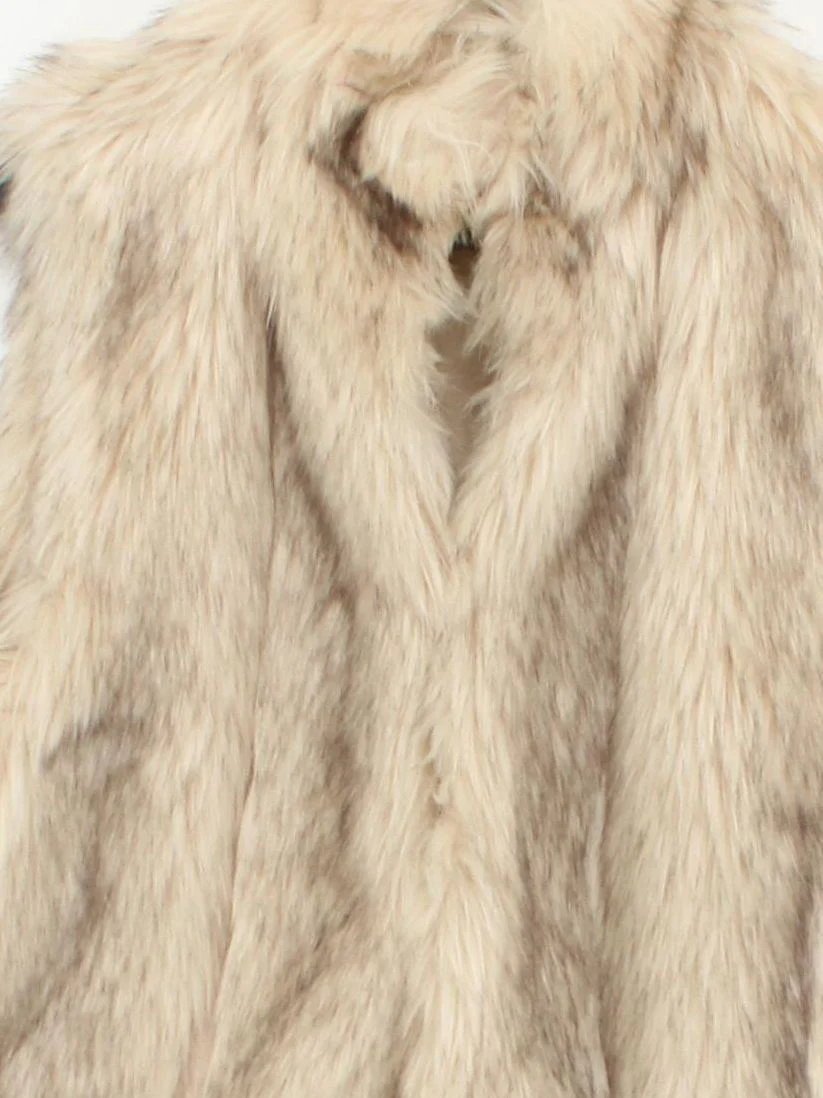 Topshop Women's Coat UK 12 Cream 100% Faux Fur Overcoat - Image 3