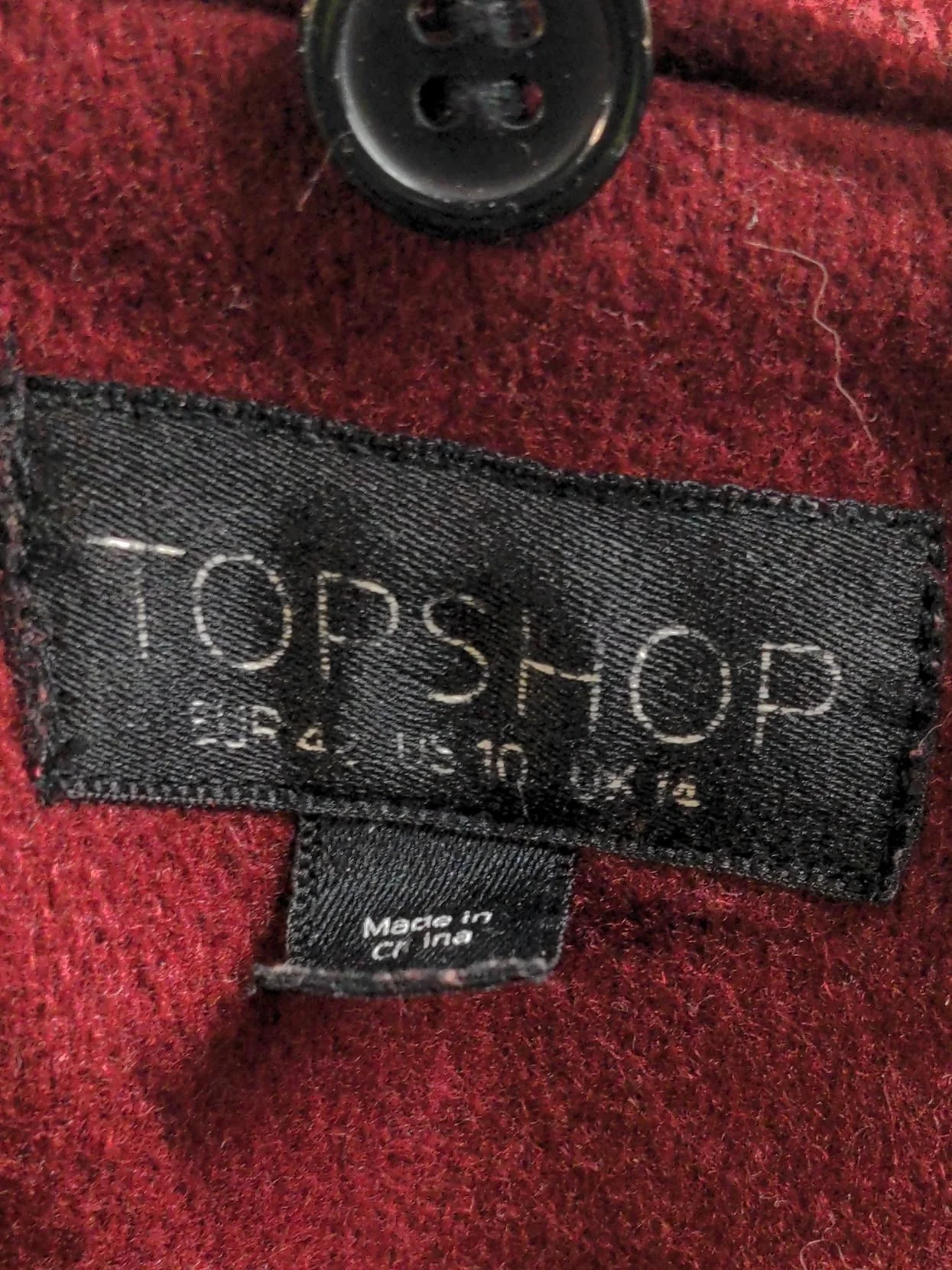 Topshop Women's Coat UK 14 Red Wool with Nylon Overcoat - Image 5