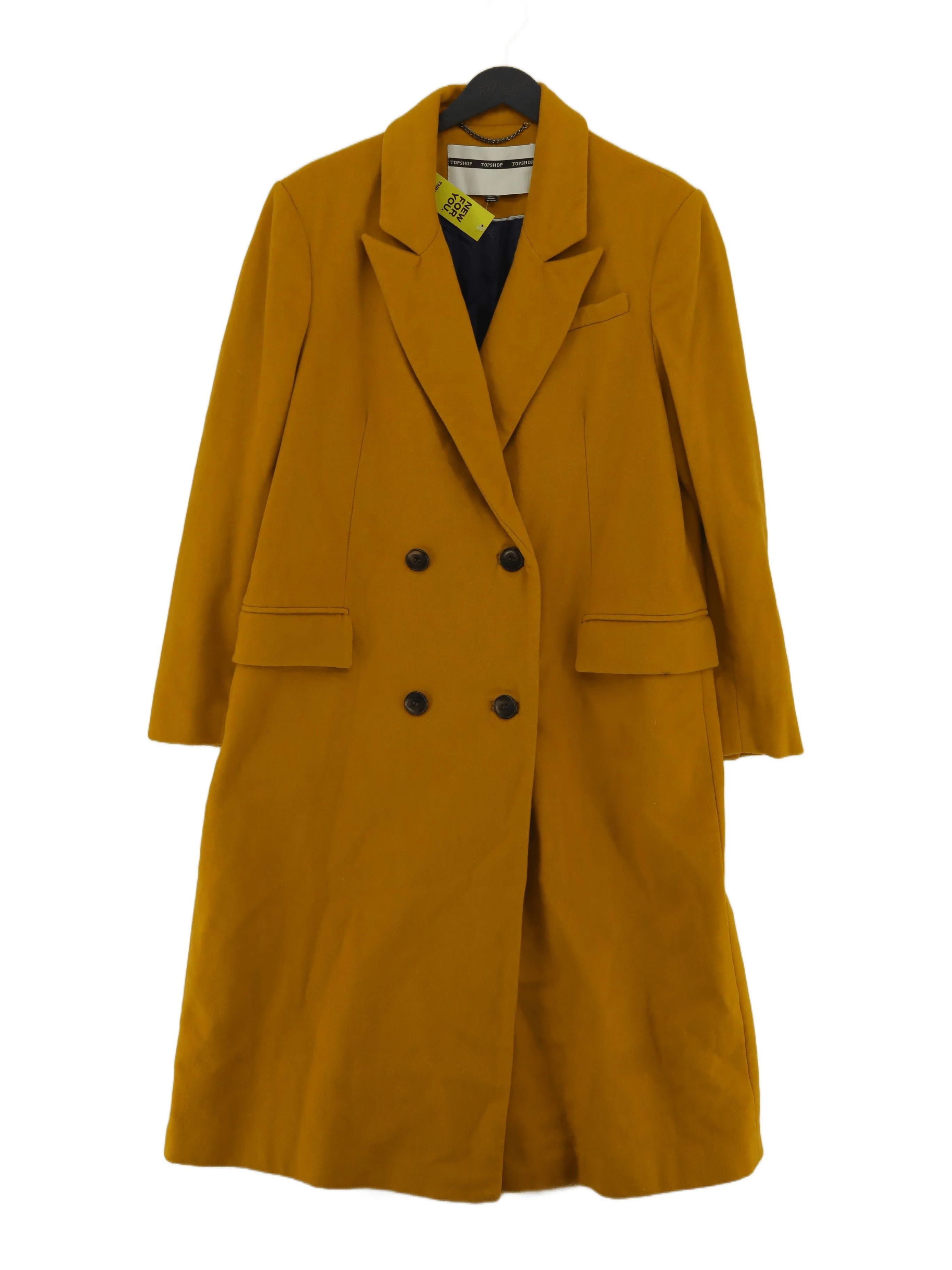 Topshop Women's Coat UK 14 Yellow 100% Other Overcoat