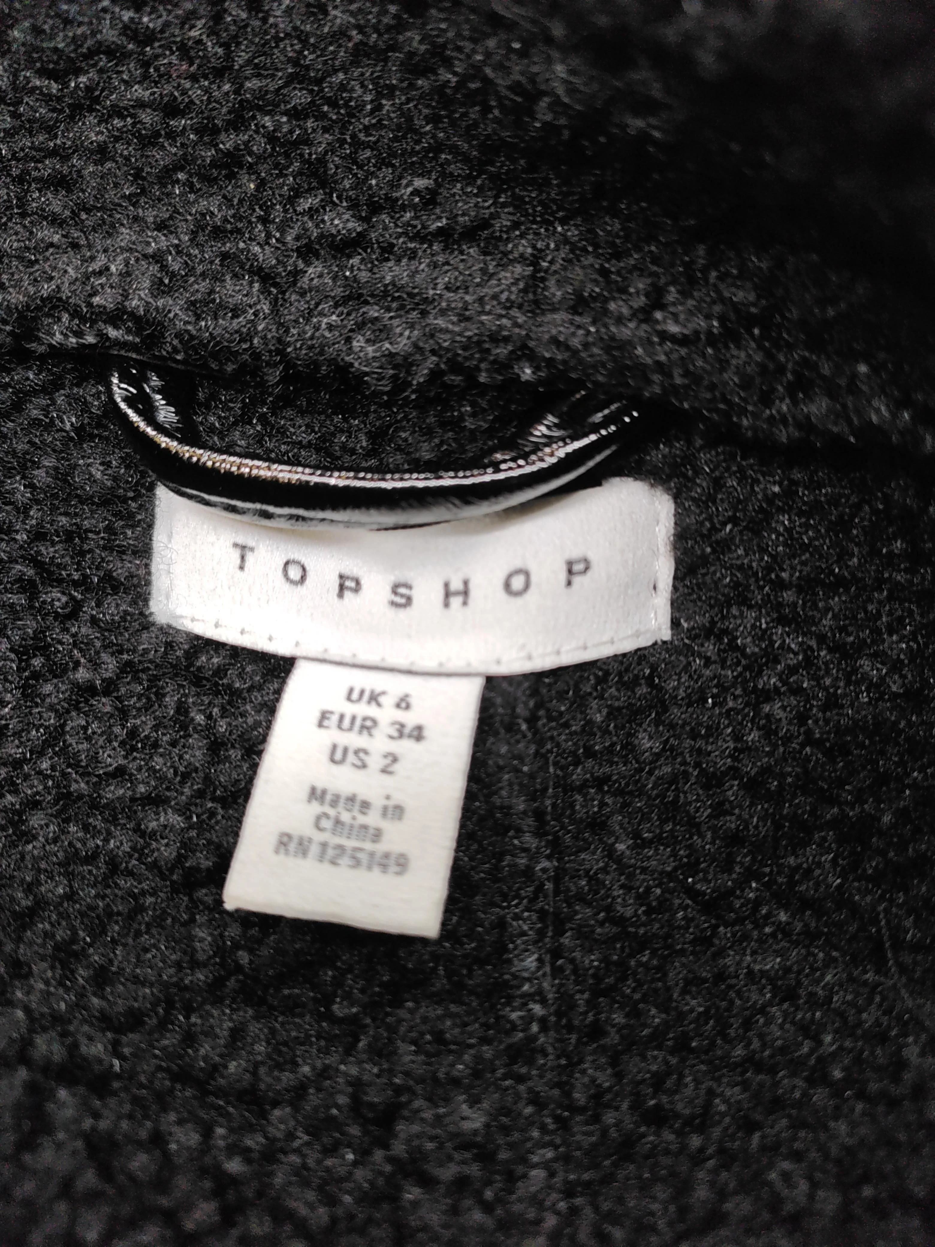 Topshop Women's Coat UK 6 Black Faux Leather with Polyester Trench Coat - Image 5