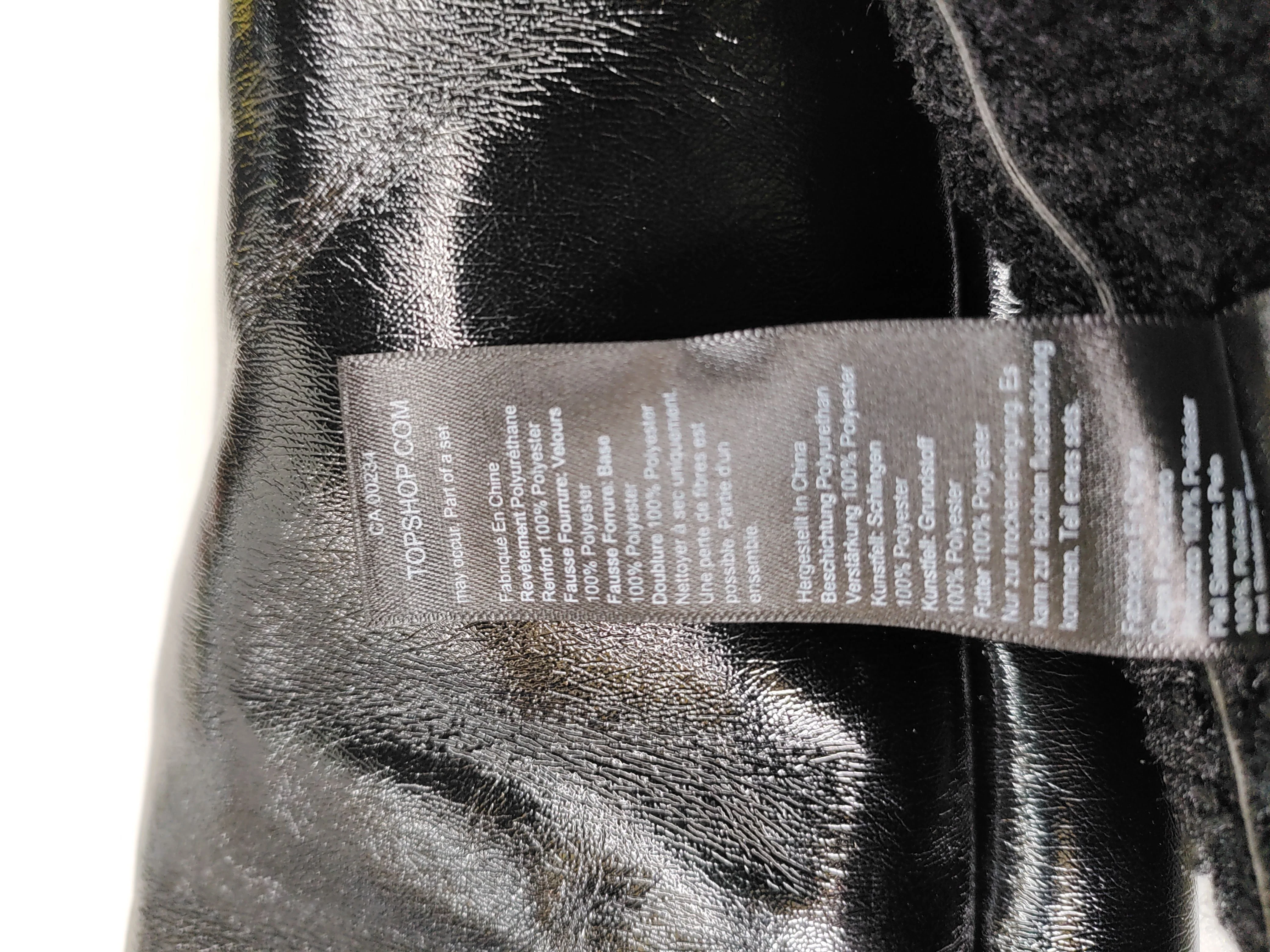 Topshop Women's Coat UK 6 Black Faux Leather with Polyester Trench Coat - Image 6