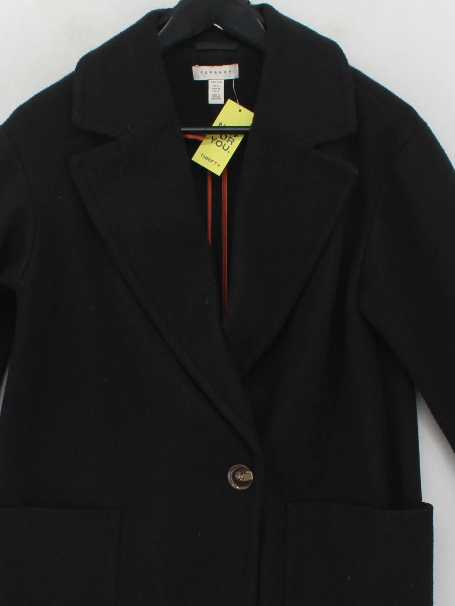 Topshop Women's Coat UK 8 Black Polyester with Viscose Overcoat - Image 3