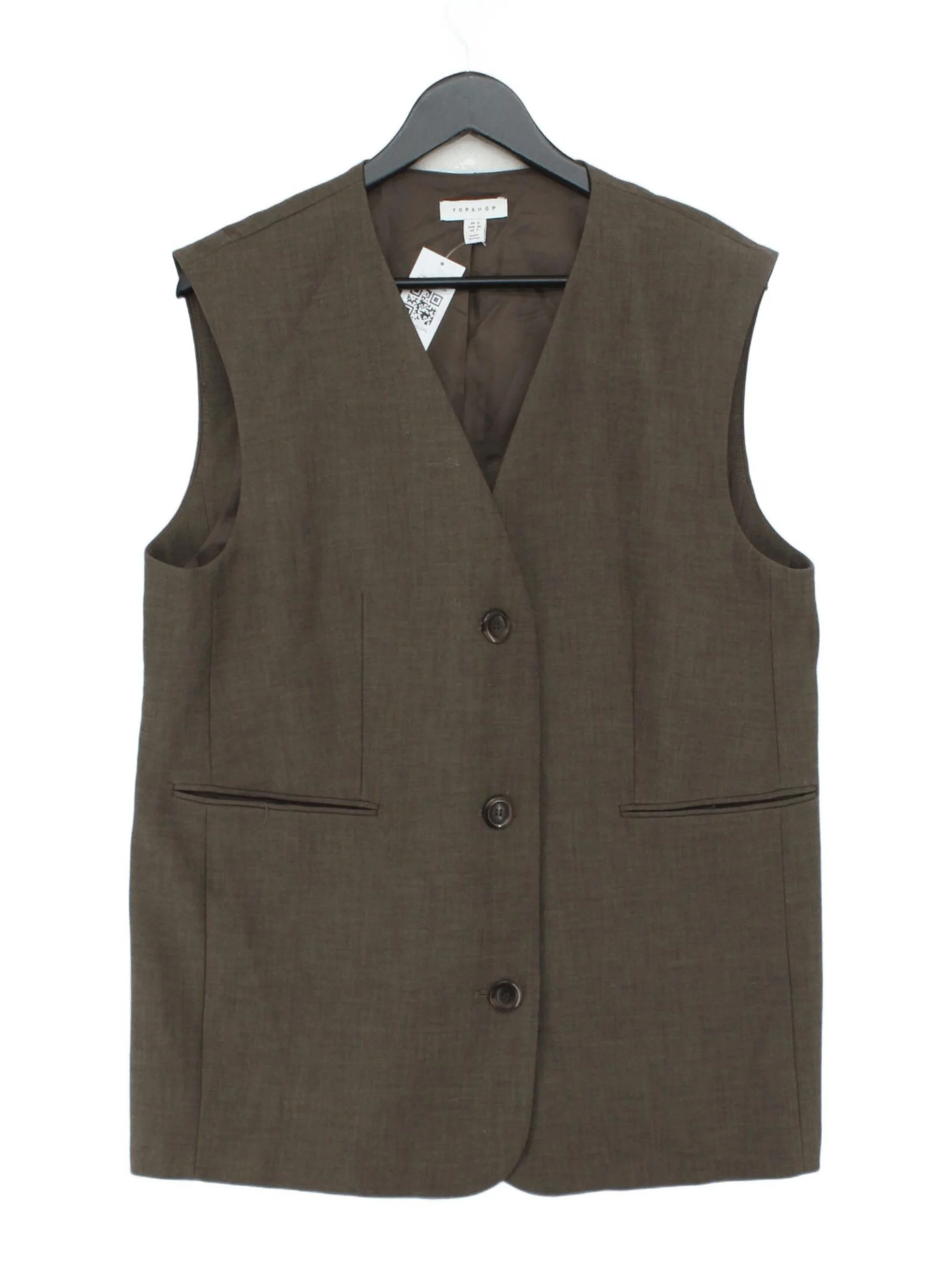 Topshop Women's Coat UK 8 Brown Polyester with Viscose, Elastane Overcoat