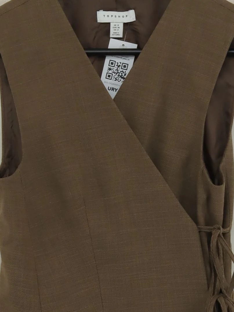 Topshop Women's Coat UK 8 Brown Polyester with Viscose, Elastane Overcoat - Image 3