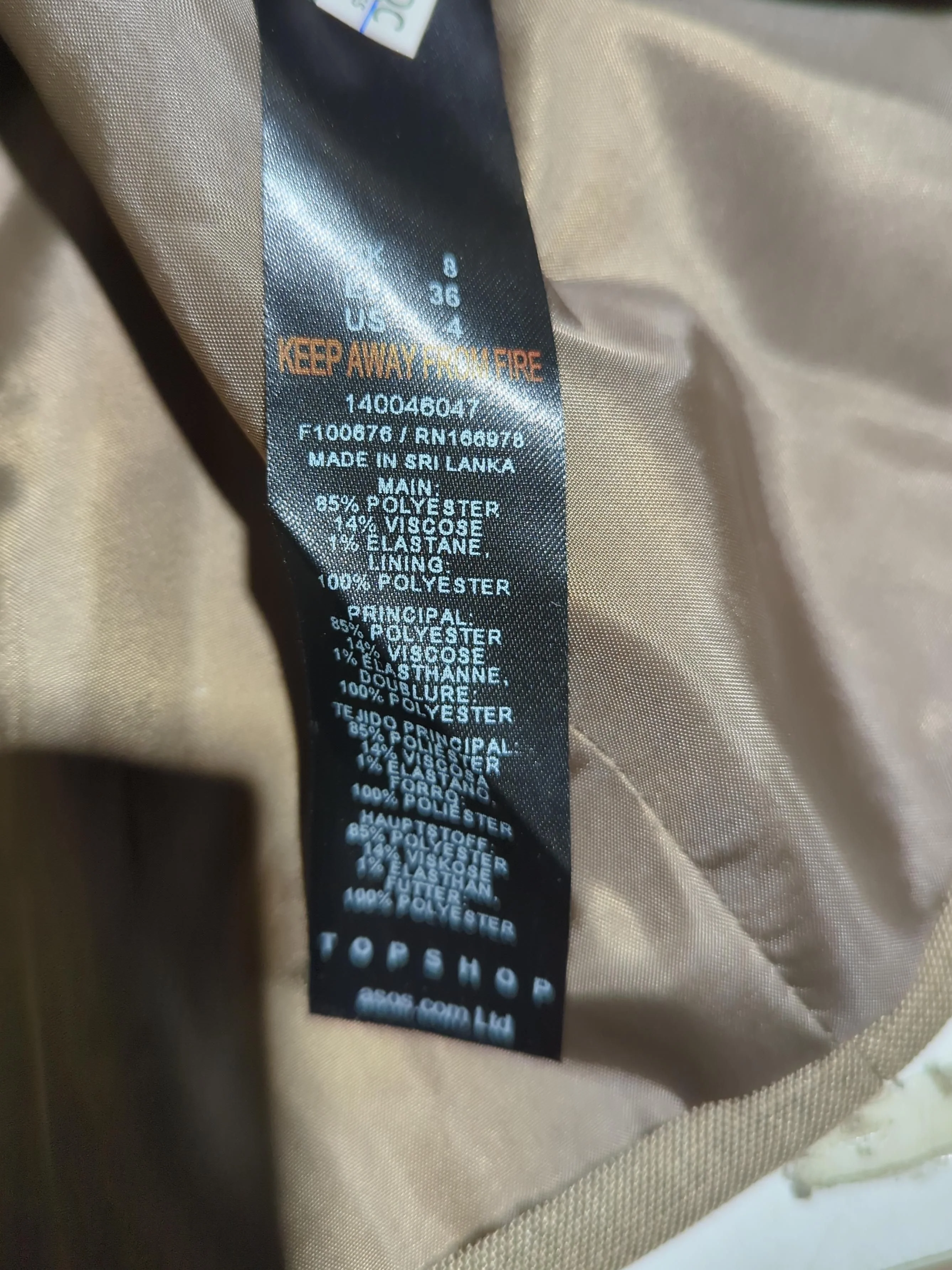 Topshop Women's Coat UK 8 Brown Polyester with Viscose, Elastane Overcoat - Image 6
