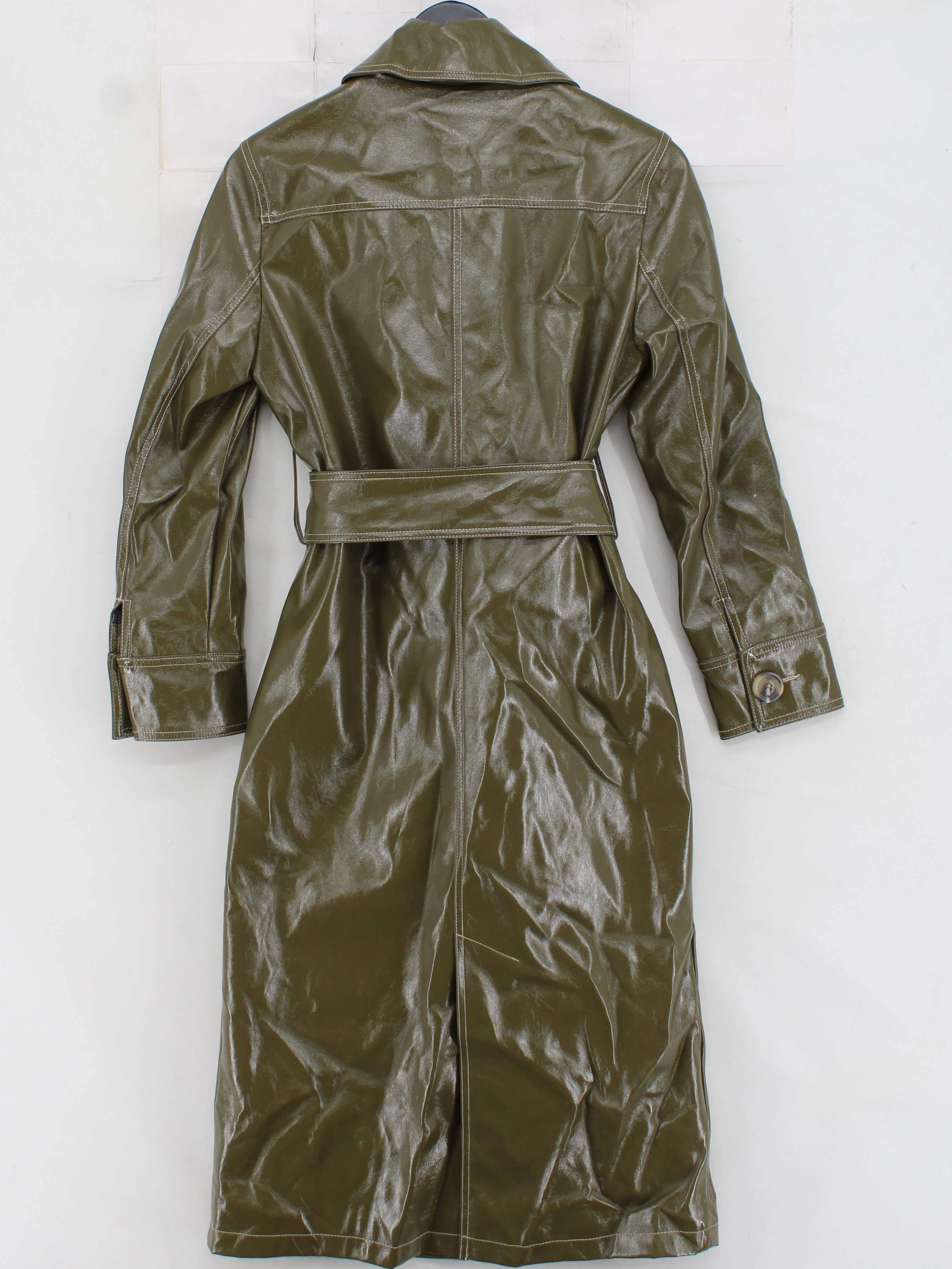 Topshop Women's Coat UK 8 Green Polyester with Other Trench Coat - Image 2
