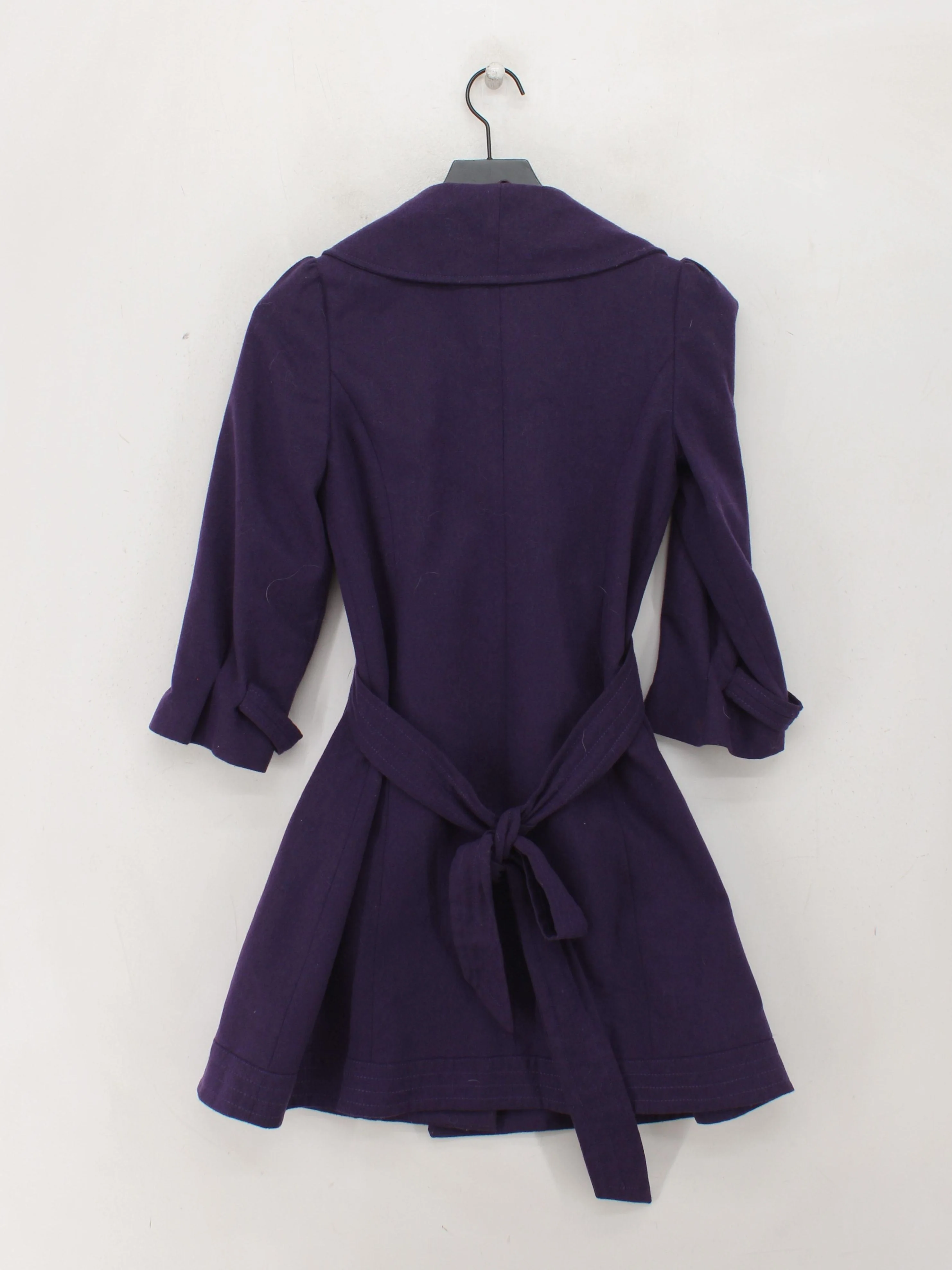 Topshop Women's Coat UK 8 Purple Wool with Polyester Overcoat - Image 2