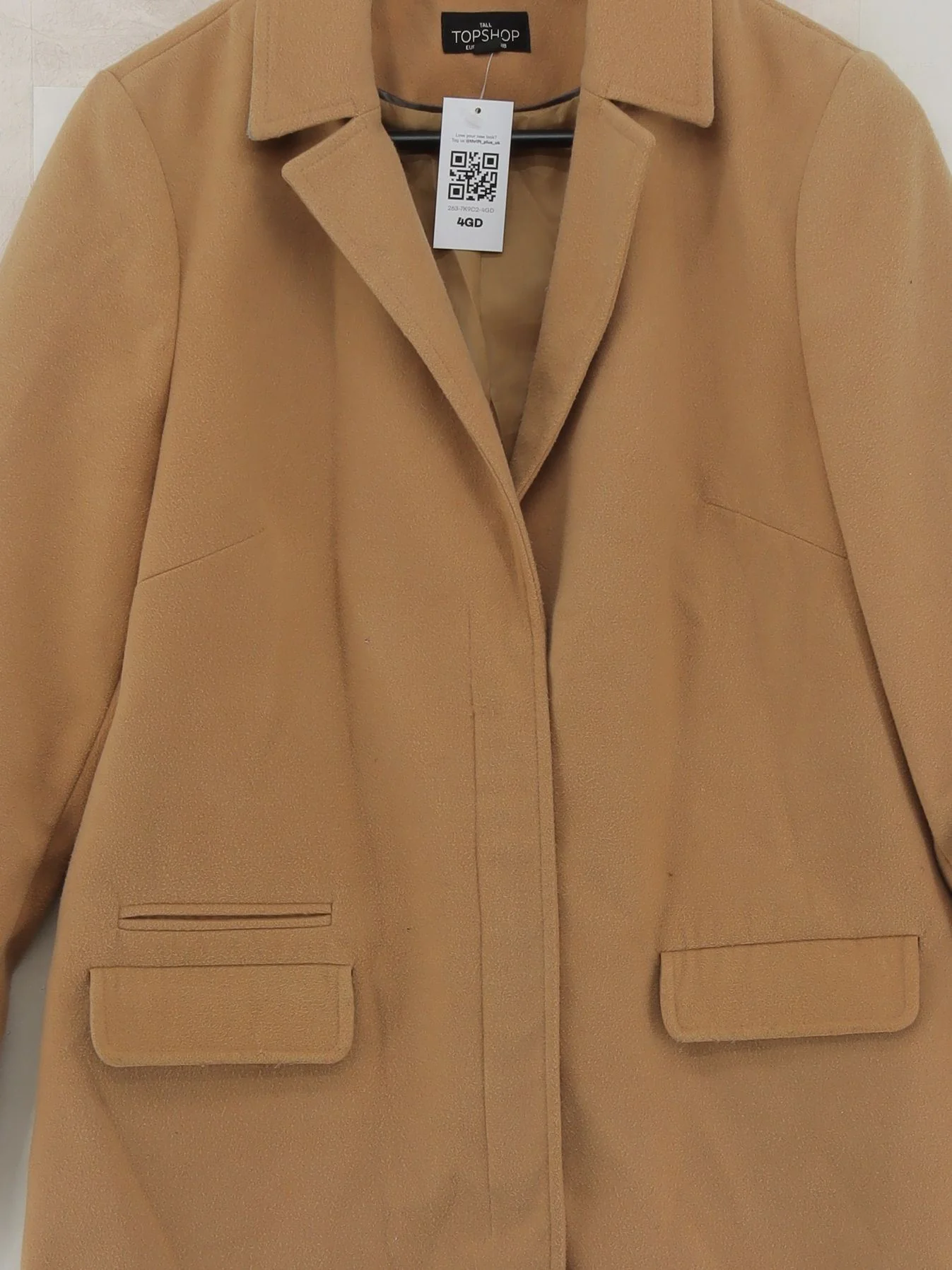 Topshop Women's Coat UK 8 Tan Polyester with Viscose, Elastane Overcoat - Image 3