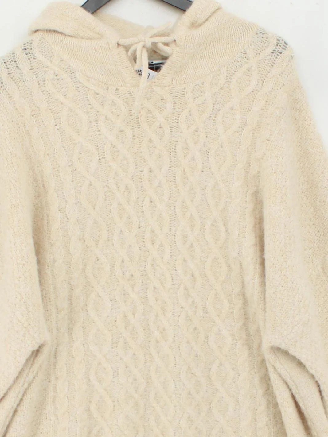 Topshop Women's Hoodie M Cream Polyester with Nylon, Wool, Elastane Pullover - Image 3
