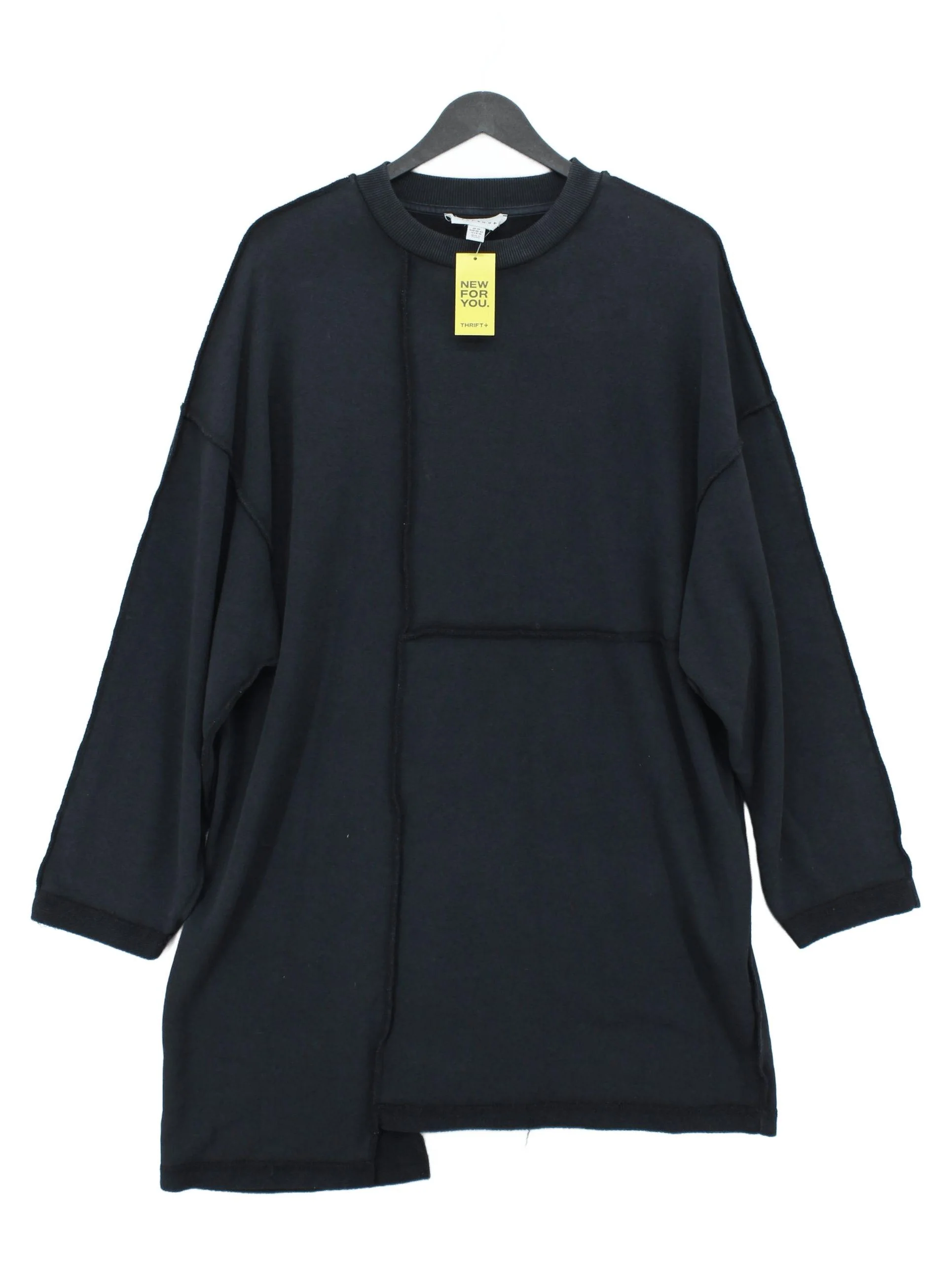 Topshop Women's Hoodie UK 12 Black Cotton with Polyester, Elastane Pullover