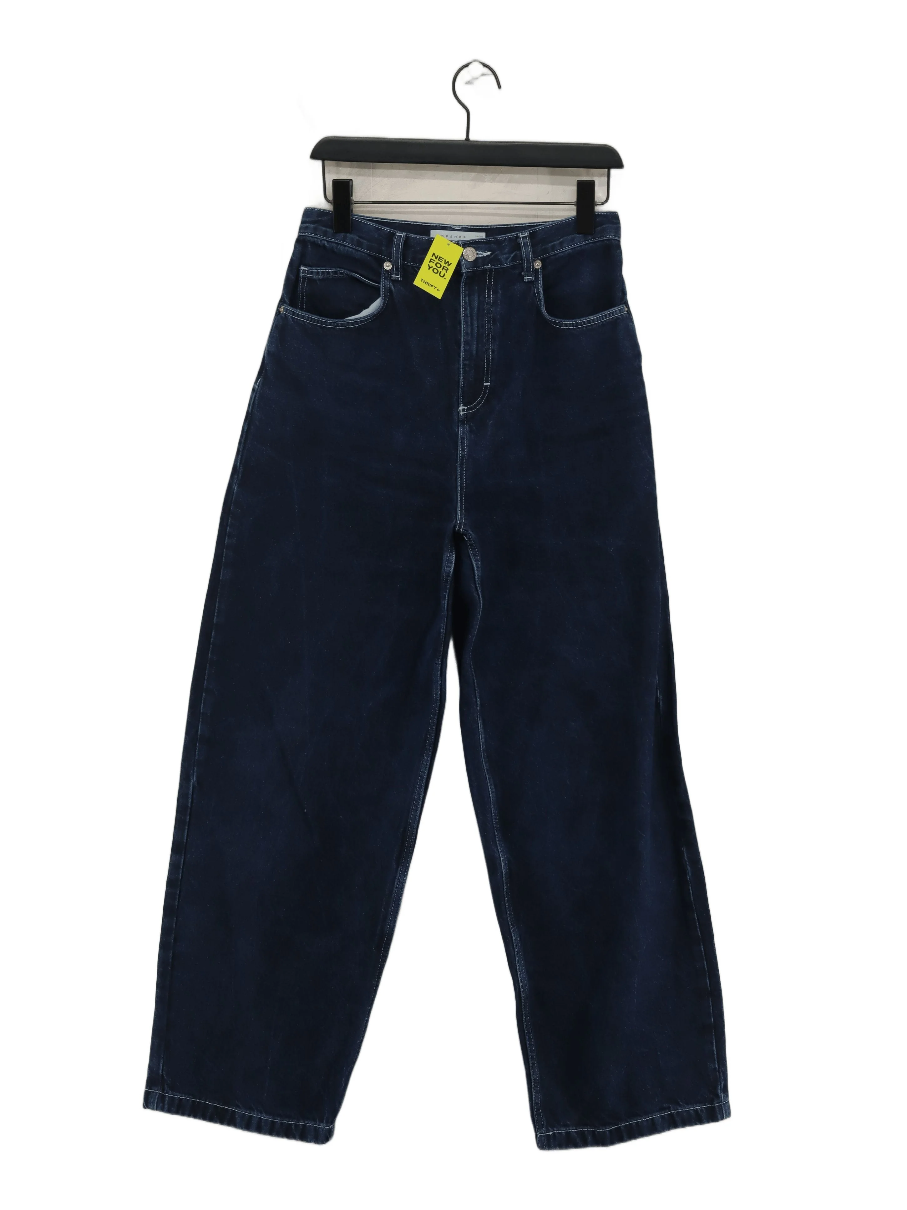 Topshop Women's Jeans UK 14 Blue Cotton with Polyester, Cotton Wide-Leg