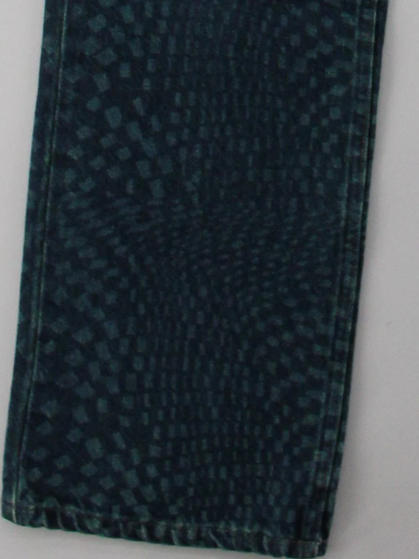 Topshop Women's Jeans UK 4 Blue Geometric Cotton with Polyester, Cotton Straight - Image 3