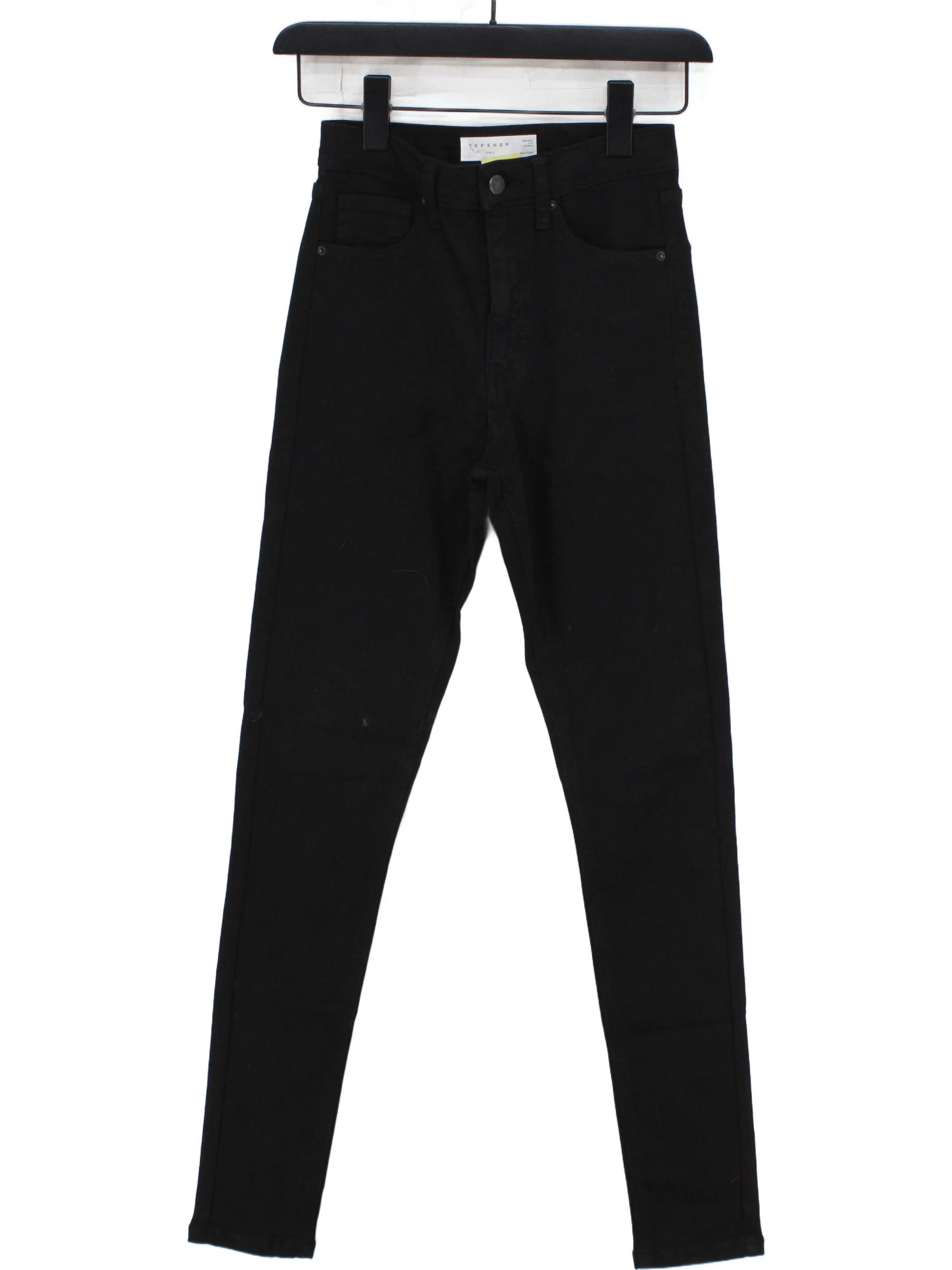 Topshop Women's Jeans UK 8 Black Cotton with Polyester, Elastane Skinny