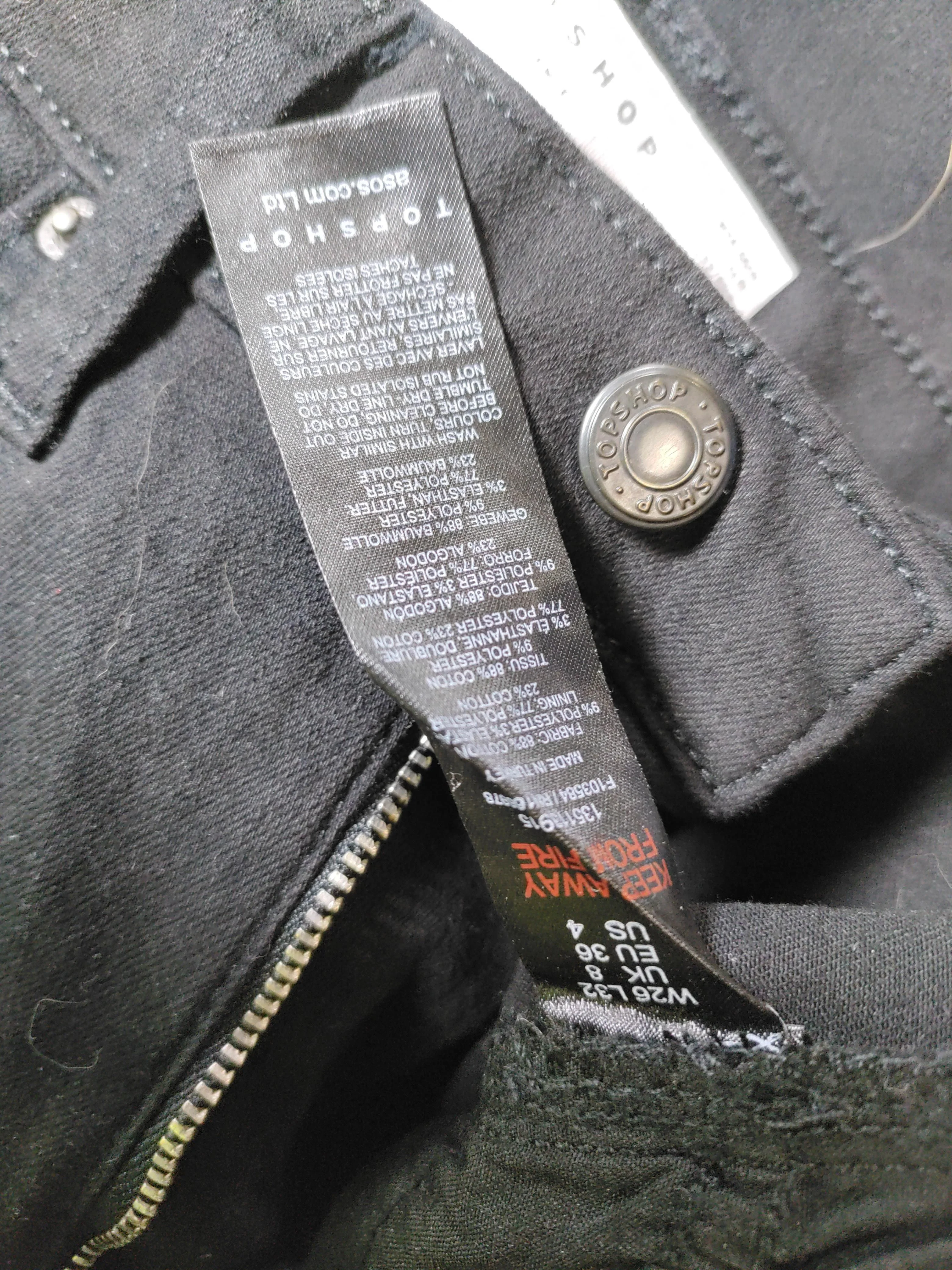 Topshop Women's Jeans UK 8 Black Cotton with Polyester, Elastane Skinny - Image 6