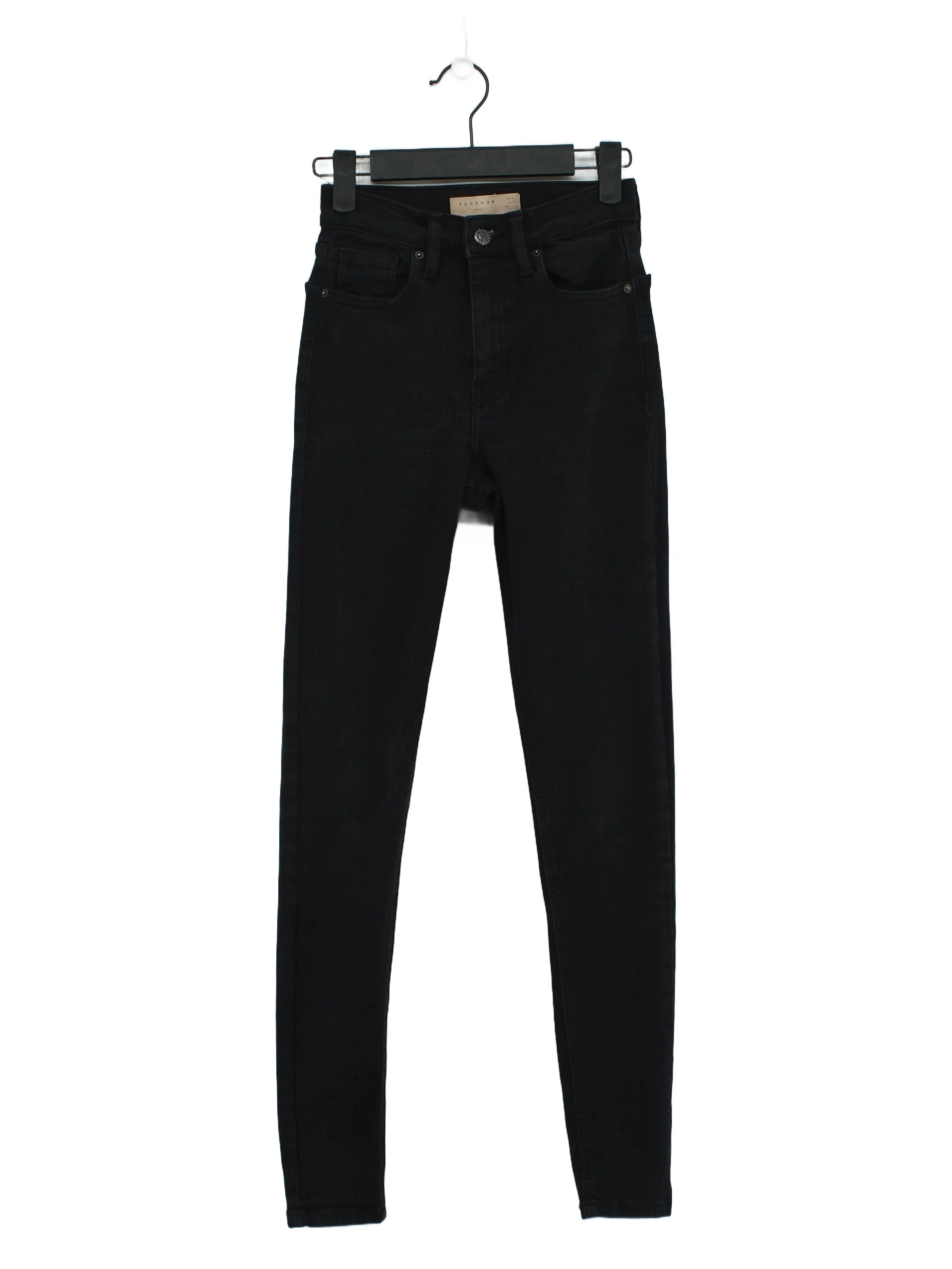 Topshop Women's Jeans W 25 in Black Cotton with Polyester, Elastane Skinny